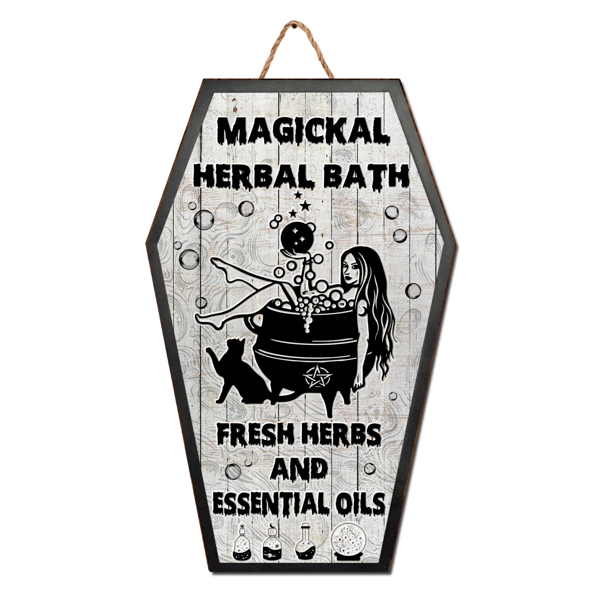 Personalized Halloween Bathroom Signs - Wood Coffin Decor 8