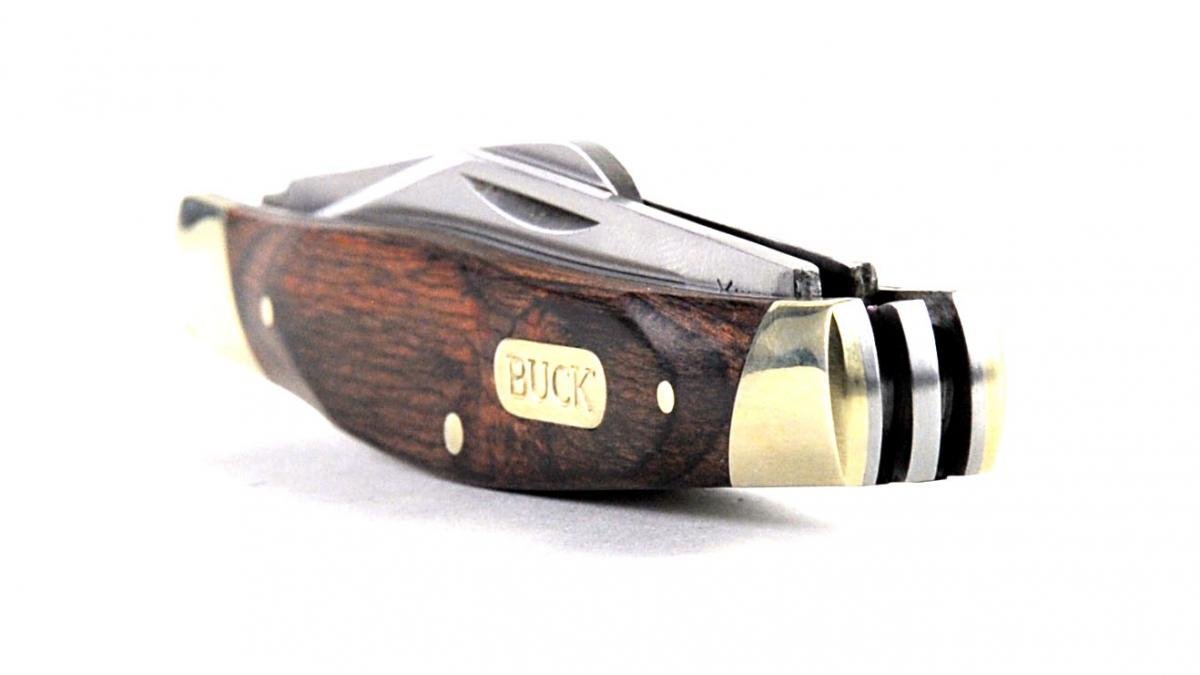 Stockman Woodgrain Buck Knife 0371BRS - 3-Blade Folding Pocket Knife for Camping, Hiking & Outdoor Adventures