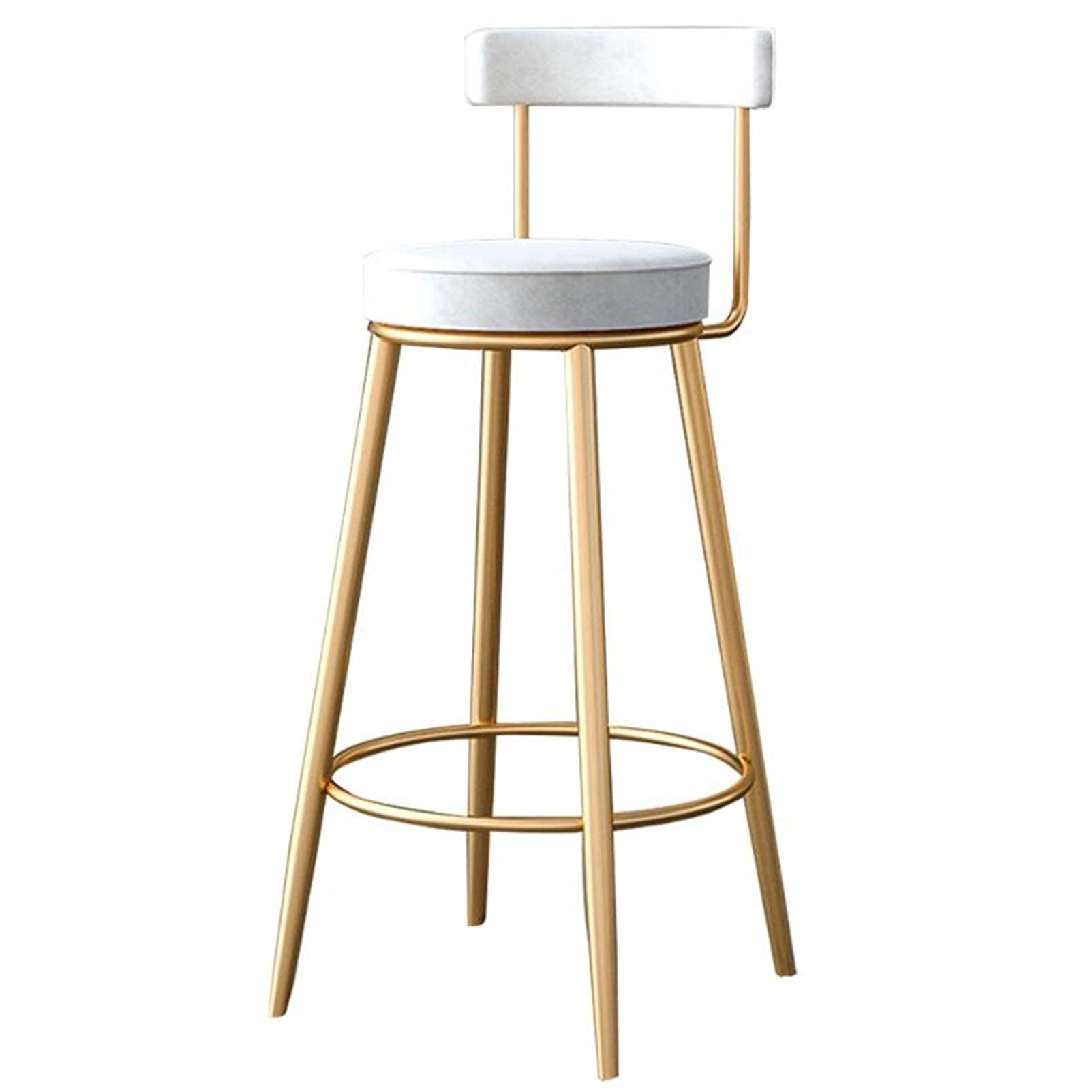Premium Pub Stool with Flannel Round Seat & Back Footrest - Casual High Barstool for Kitchen, Cafe, Breakfast Counter & Home Bar - White | Durable & Comfortable Bar Height Stool for Restaurants, Pubs & Dining Areas