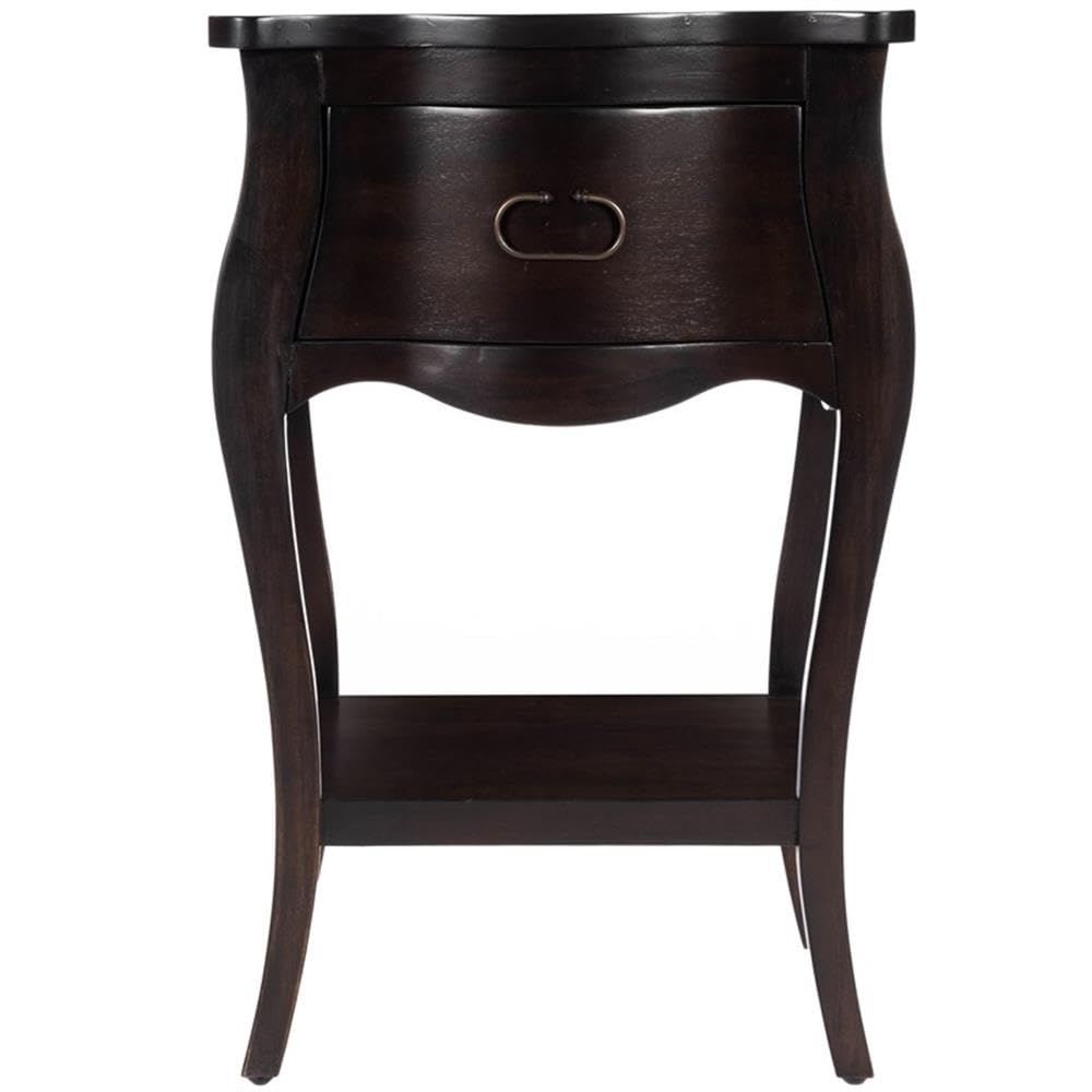 Beaumont Lane Mastercrafted Dark Brown Night Stand - Solid Wood Bedside Table for Bedroom, Living Room & Guest Room