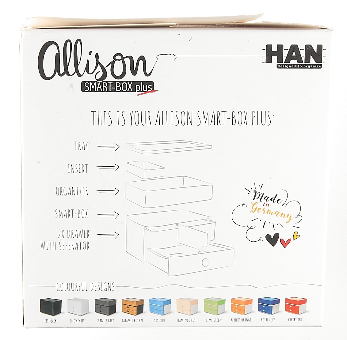 Allison Smart-Box Plus 1100-12 - 2 Drawer Storage Organizer with Utensil Compartment, White Kitchen Cabinet Organizer for Utensils, Spices & Small Items