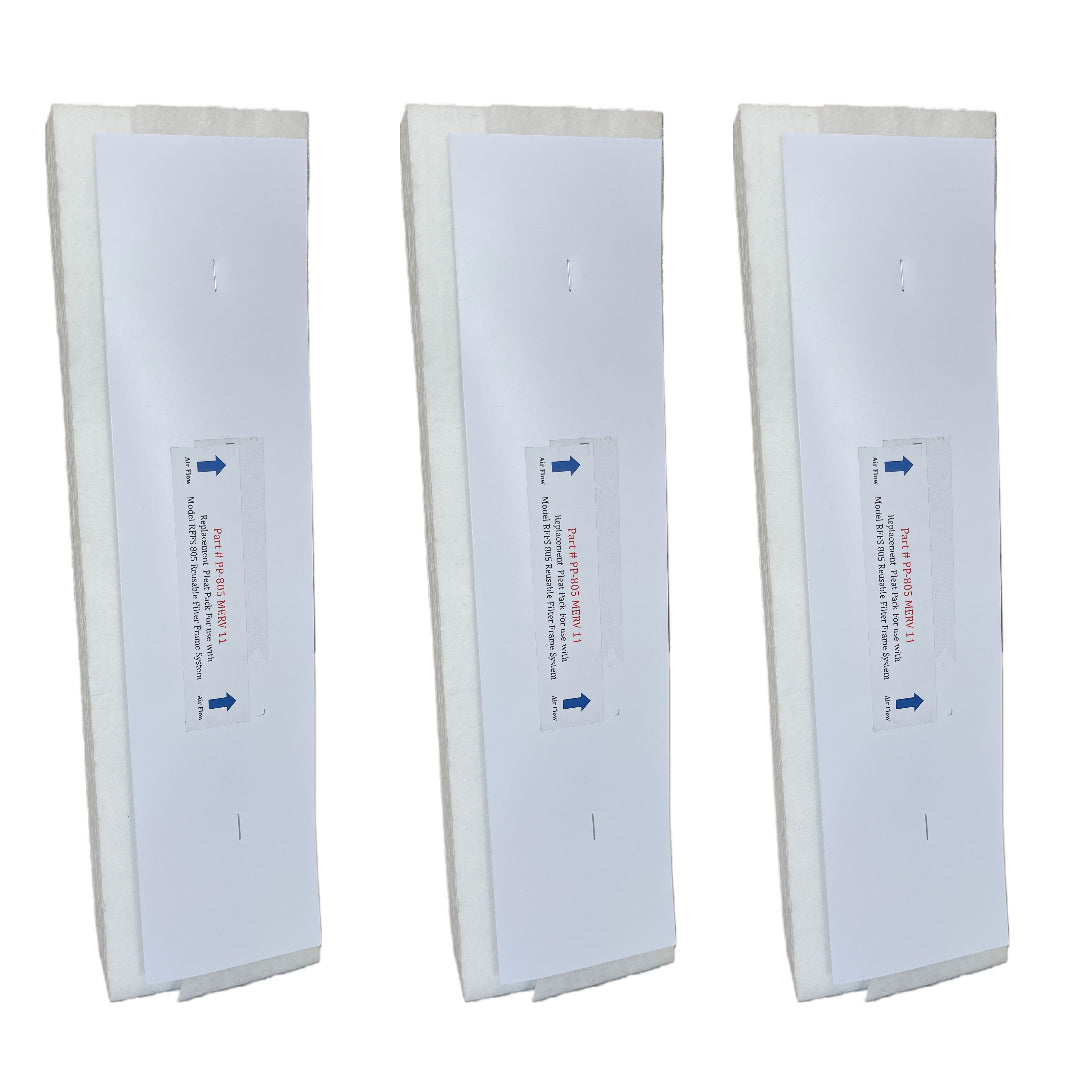 PleatPack PP 805 MERV 11 Air Filter 3-Pack - Replacement for RFFS 805 Reusable Filter Frame System | High Efficiency Furnace & AC Filters | Made in Canada by FurnaceFilters.ca | Perfect for Home HVAC Systems and Air Purifiers