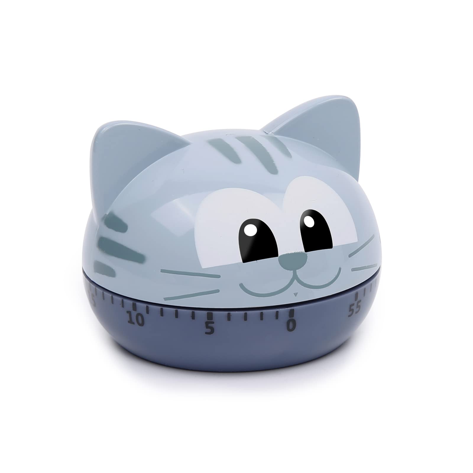 Gray Cat Mechanical Kitchen Timer for Kids - Cute & Fun Cooking Tool for Baking, Homework, and Classroom Activities
