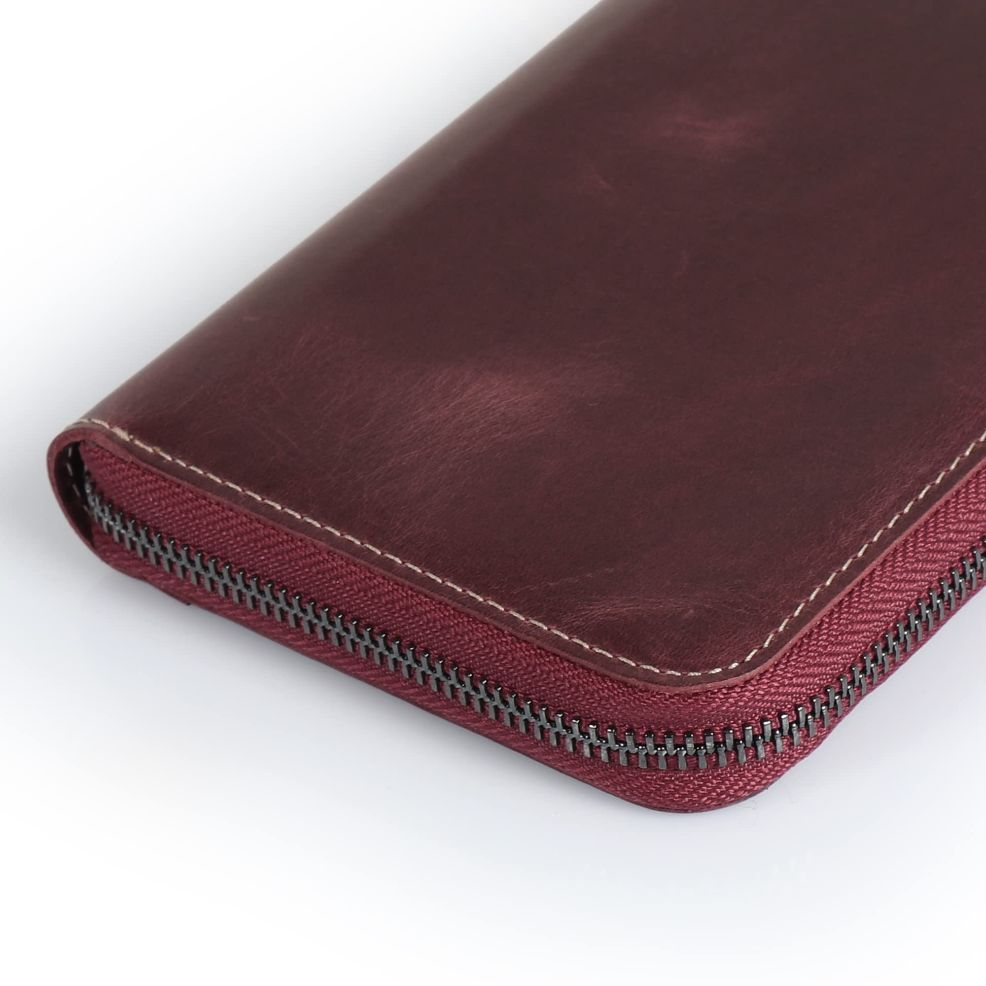 Premium Genuine Leather Padfolio with Notepad, Pencil Holder & Zipper Closure - Professional Business Organizer for Meetings, Office & Gifts (Damson Color)