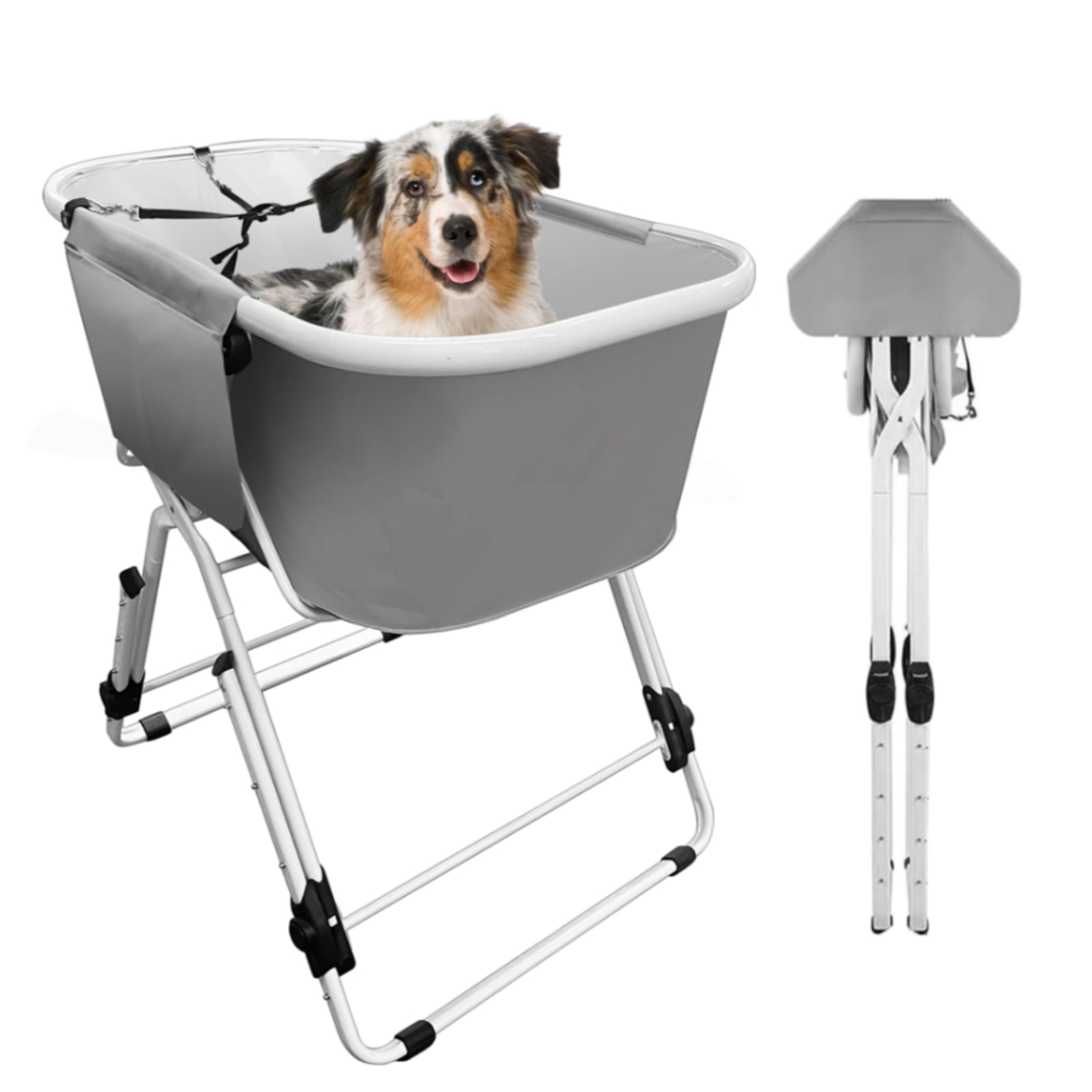 Foldable & Detachable Dog Bathtub for Small/Medium Pets - Portable Pet Wash Station for Bathing, Showering & Grooming - Supports Up to 140Lbs - Ideal for Dogs, Cats & Pets at Home or Travel Use