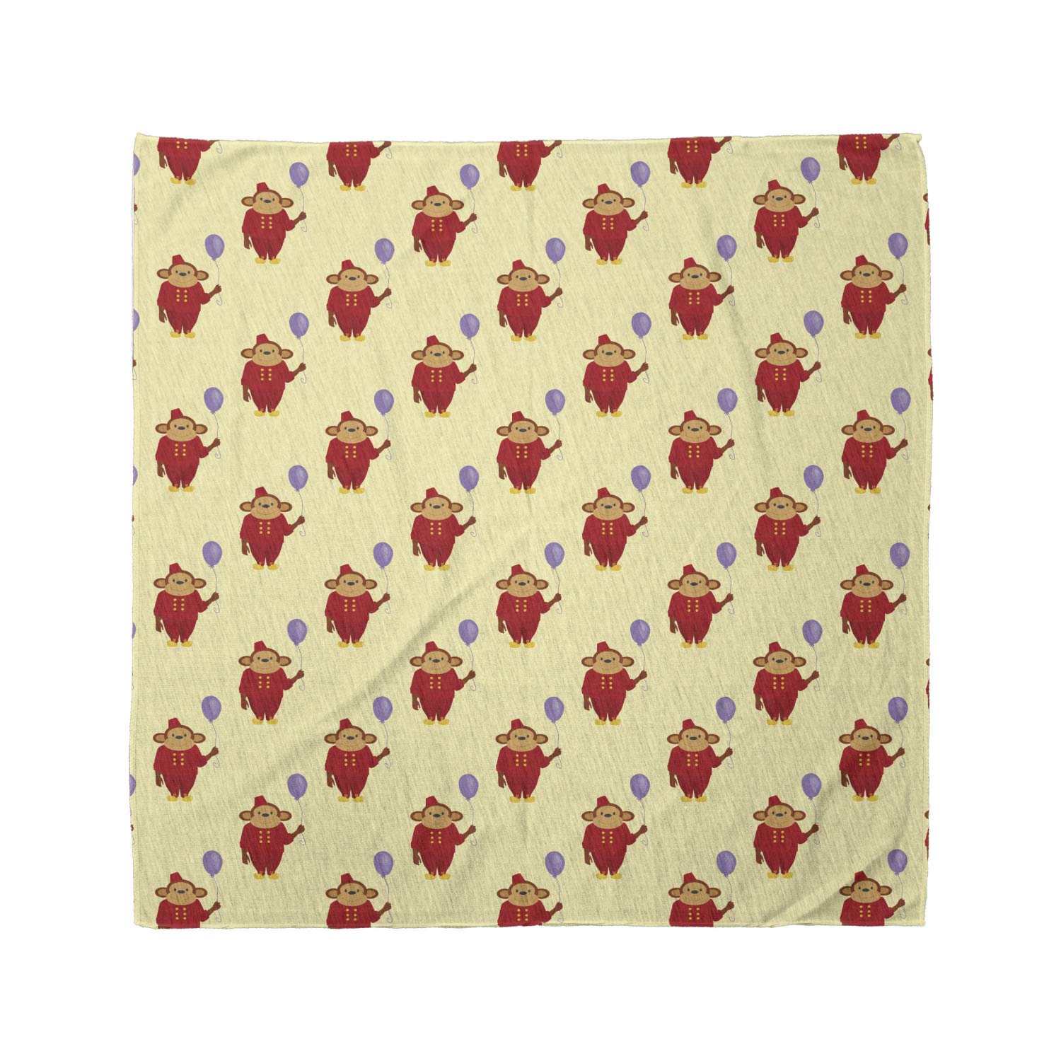 Ambesonne Circus Bandana - Funny Monkey in Show Clothes Unisex Head & Neck Scarf for Men Women - Perfect for Costume Parties, Festivals & Themed Events