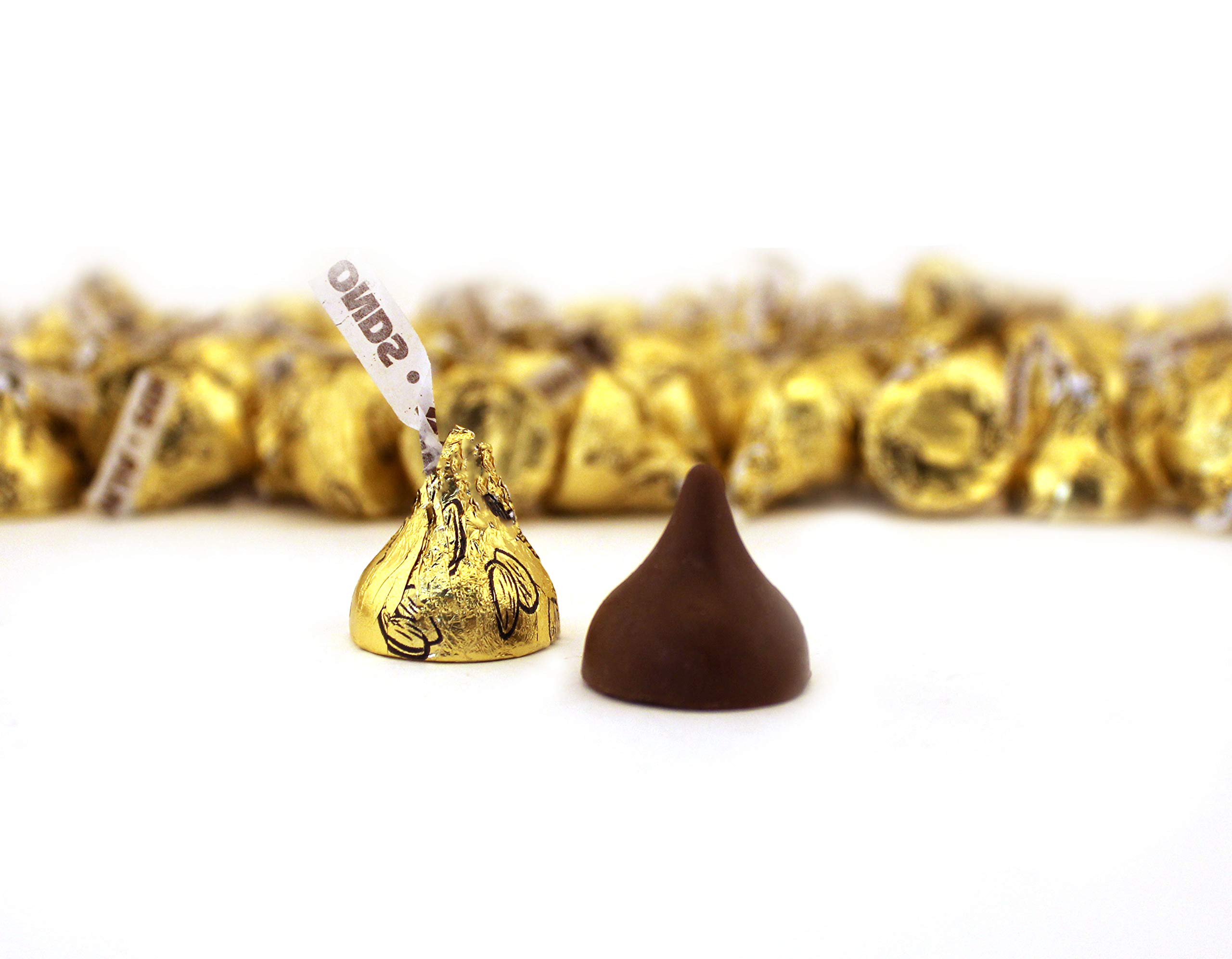 LaetaFood KISSES Milk Chocolate with Almond Candy - 2 Pound Bulk Bag of Gold Foil Wrapped Chocolates - Perfect for Valentine's Day Gifts, Party Favors & Holiday Treats