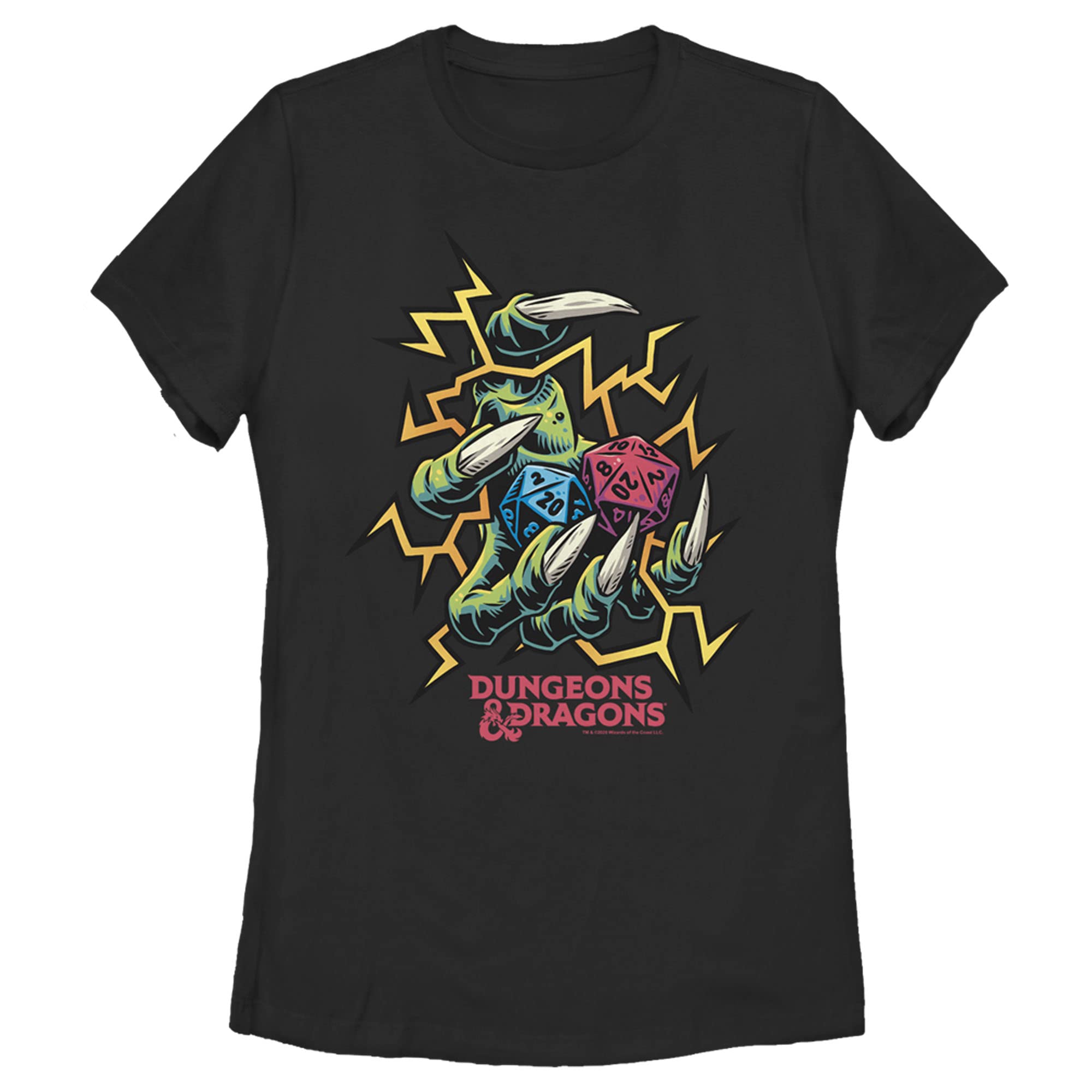 Women's Dungeons & Dragons Monster Claw Dice Roll Graphic T-Shirt | Fantasy RPG Gamer Tee for Tabletop Gaming & Cosplay