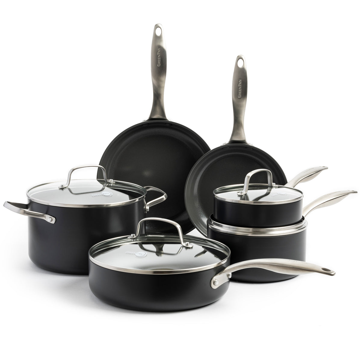 Canterbury Ceramic Nonstick 10-Piece Cookware Set - Gray | Non-Toxic PFOA-Free Pots & Pans Set for Healthy Cooking | Perfect for Frying, Sautéing, Boiling & Baking