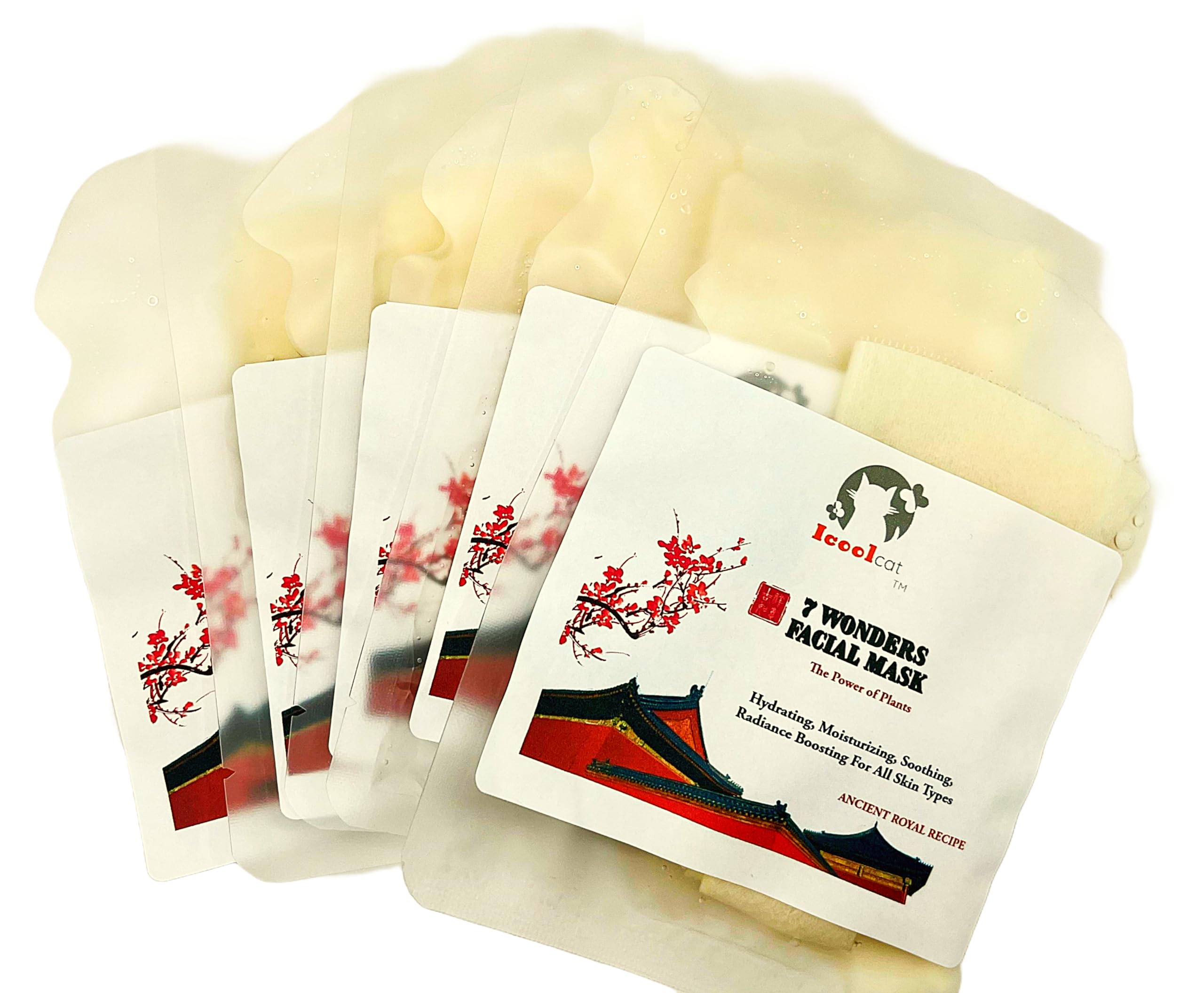 7 Wonders Plant Extract Facial Masks - 5 Pack | Natural Clean Beauty, Moisturizing, Brightening & Hydrating | Acne & Uneven Skin Tone Treatment | Perfect for Spa Night, Self-Care Routine & Travel Skincare