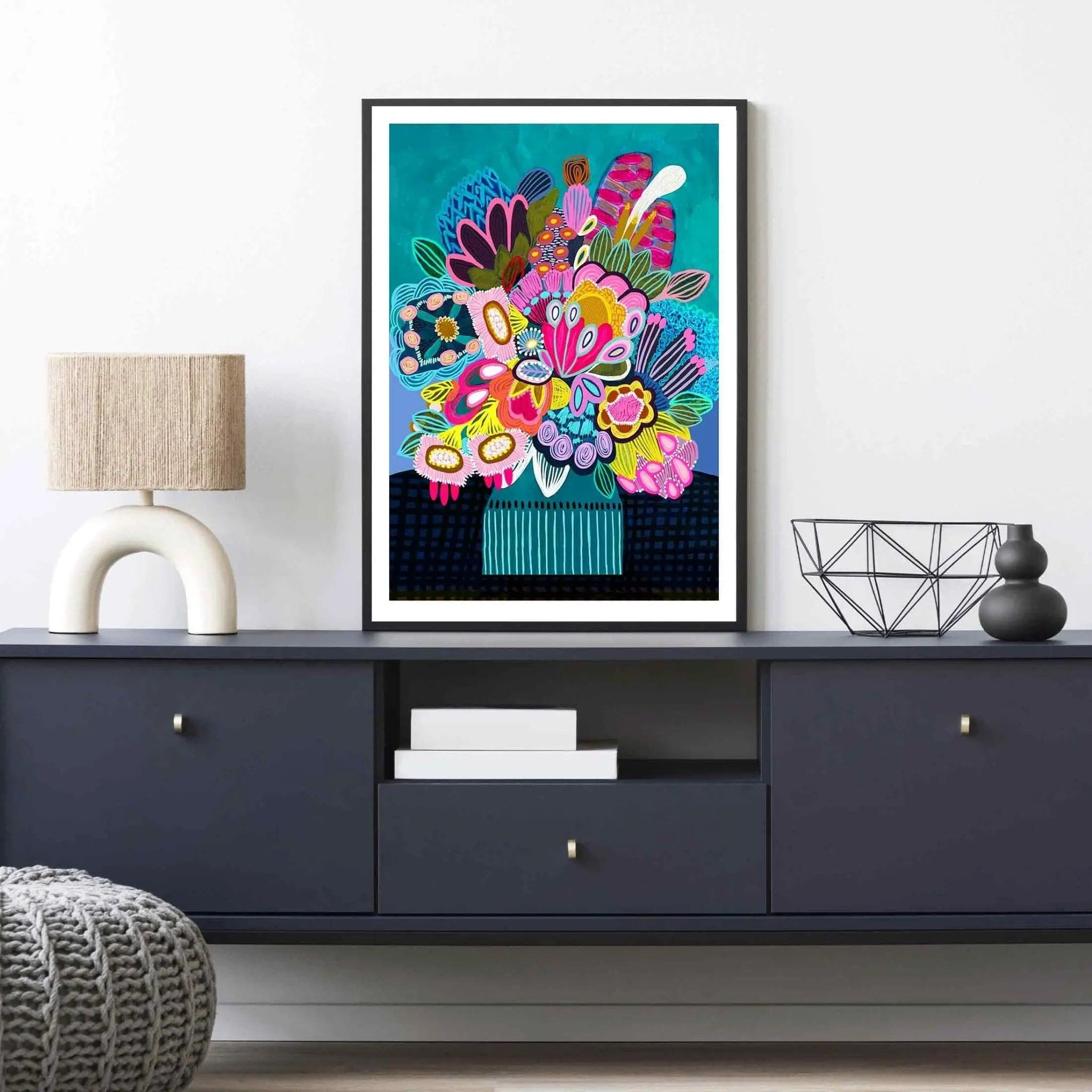 Botanica Stupenda Modern Wall Art Print - Framed Botanical Decor for Living Room, Bedroom & Office - Perfect Home Decor Gift Idea