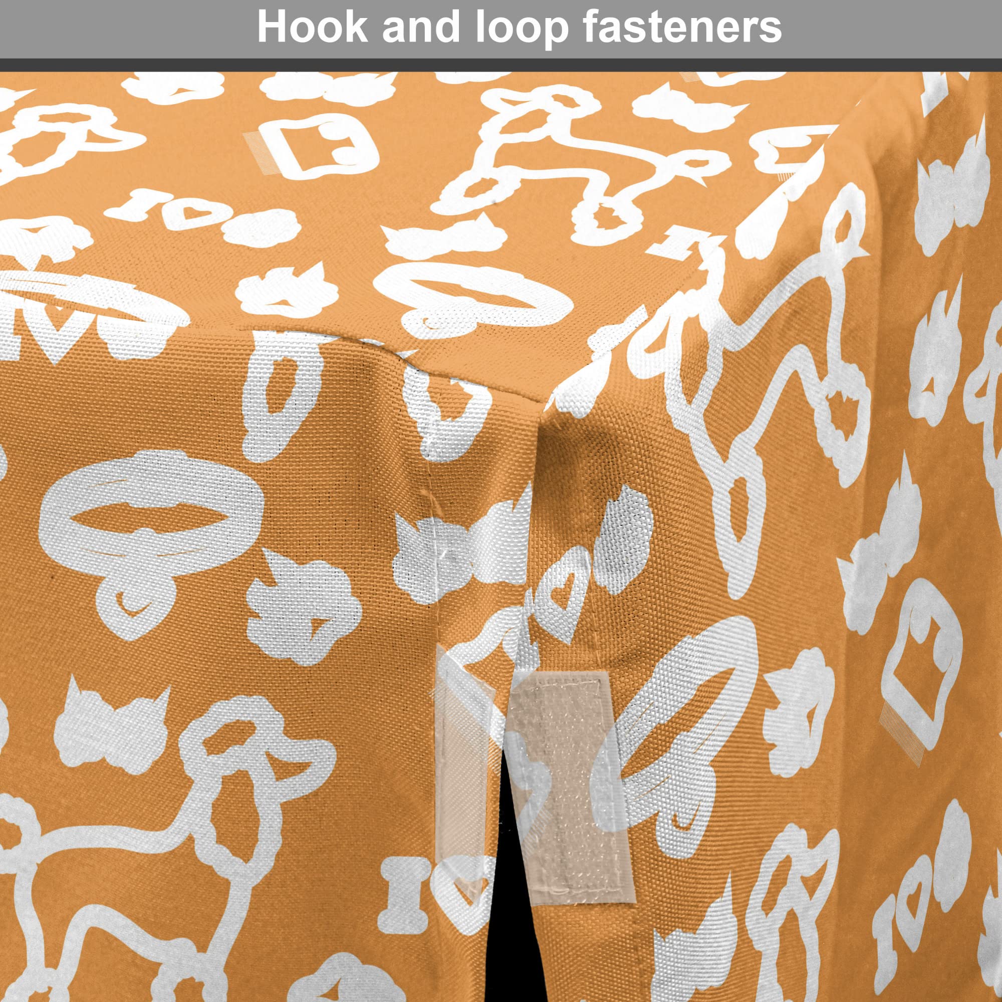 Lunarable Poodle Dog Crate Cover - Artistic Outline Design with Paw Prints, Comb Collar & Hearts - Breathable Pet Kennel Cover for Medium & Large Dogs (36 Inch, Apricot White) - Perfect for Home, Travel & Vet Visits