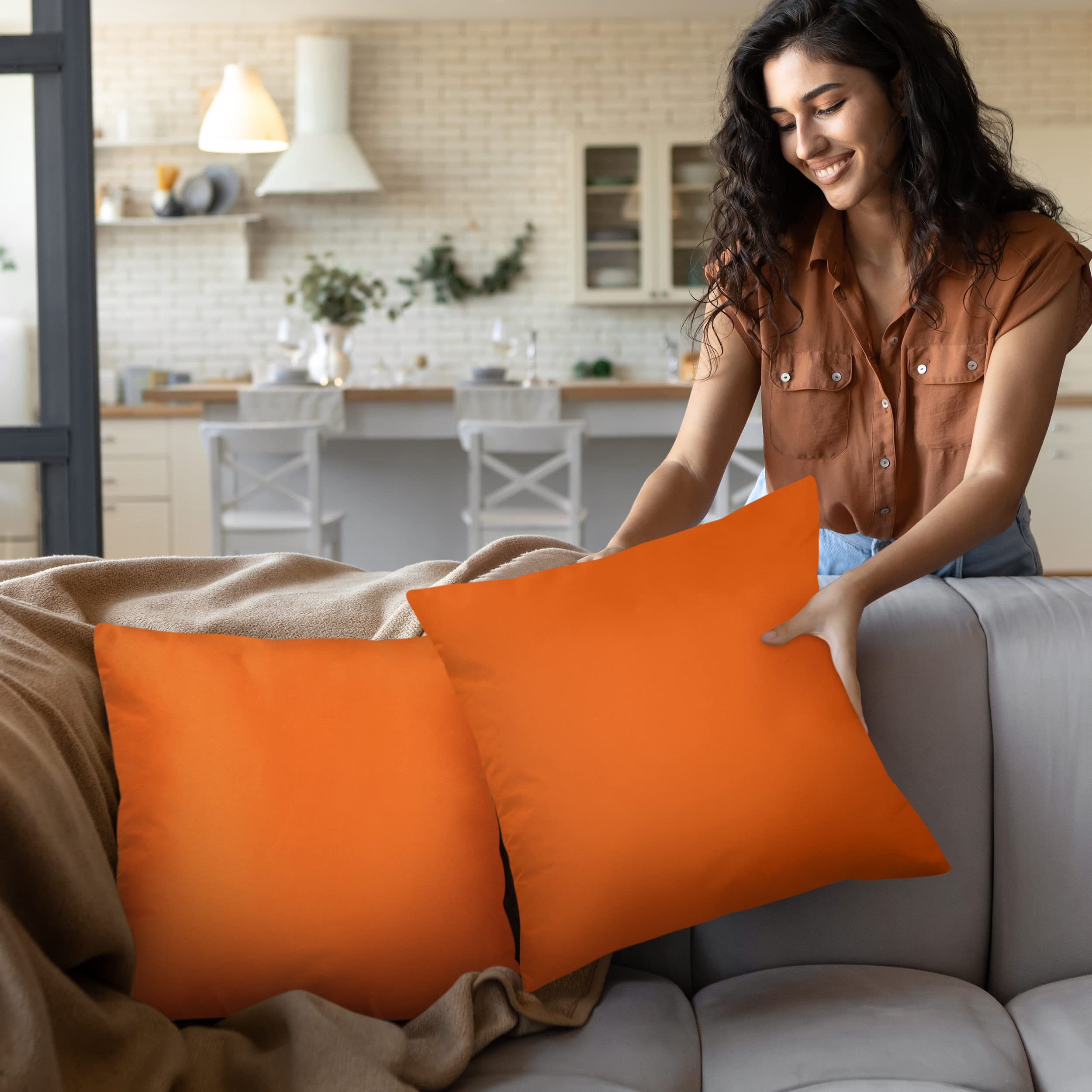 Utopia Bedding 16x16 Inch Throw Pillow Inserts (Pack of 2, Orange) - Soft Decorative Cushions for Sofa, Bed & Home Decor - Perfect for Living Room, Bedroom & Dorm Comfort