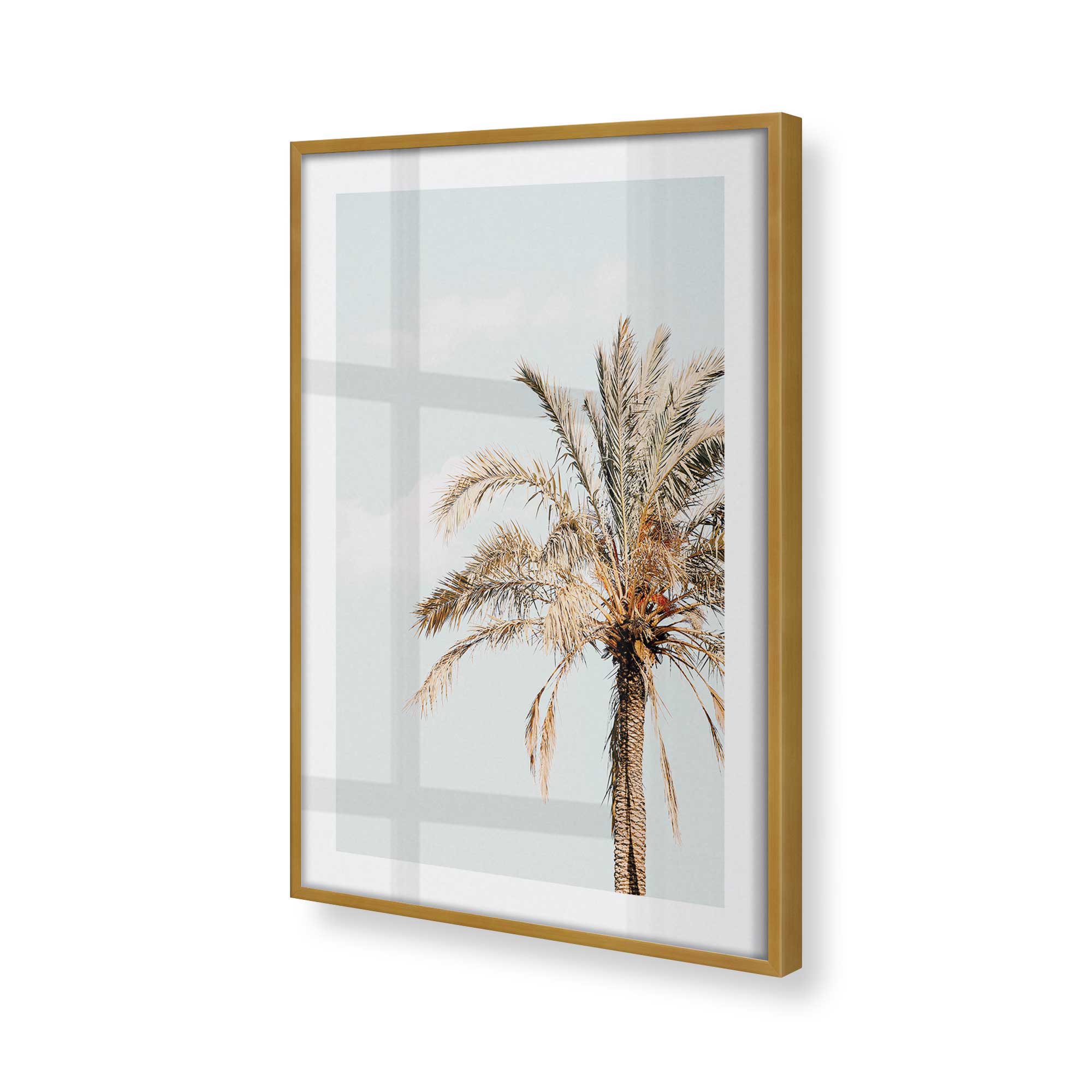 Golden Palm View Print - Tropical Beach Wall Art for Home & Office Decor - Perfect for Living Room, Bedroom, or Vacation House