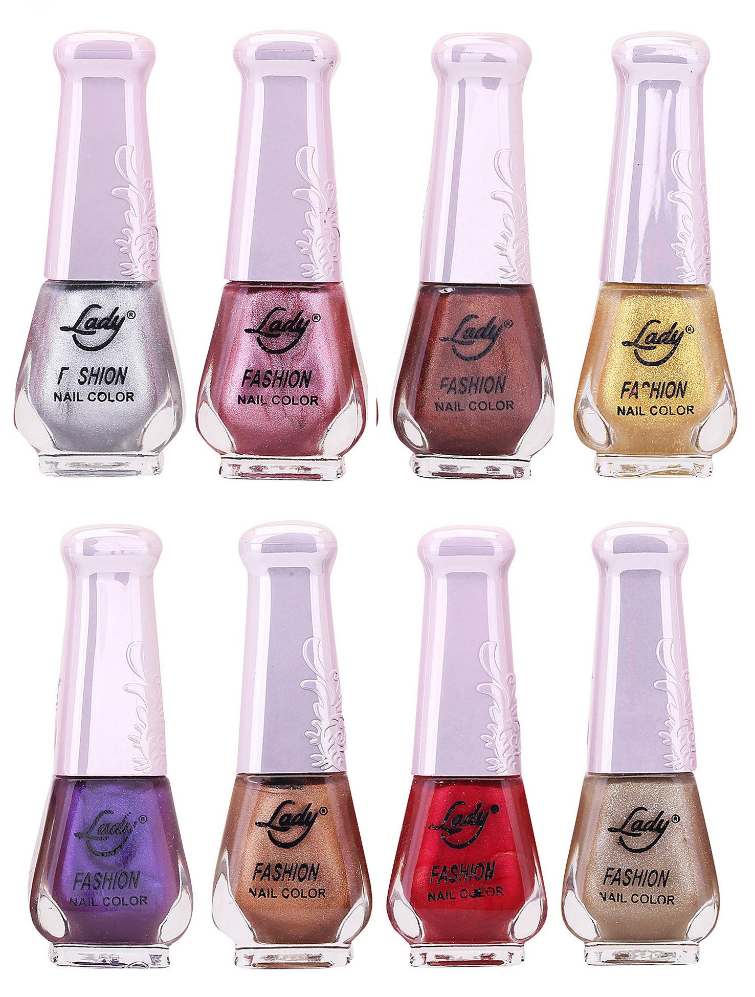LADY FASHION 12 Colors Nail Polish Set - Silver, Pink, Brown, Gold, Purple, Red | Long Lasting & Quick Dry | Perfect for Parties, Weddings, Holidays & Daily Nail Art
