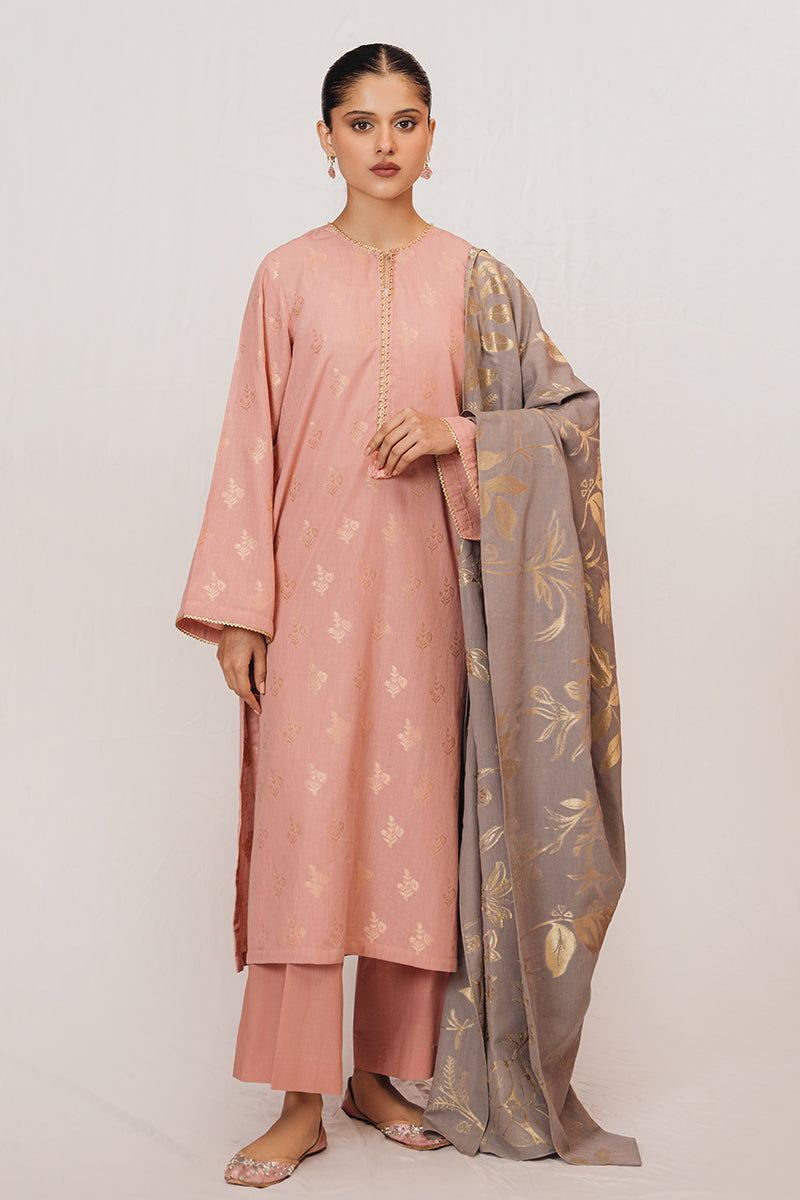 MELLOW ROSETTE 3-Piece Jacquard Suit Set for Women | Elegant Floral Print Formal Outfit | Perfect for Weddings, Parties & Office Wear