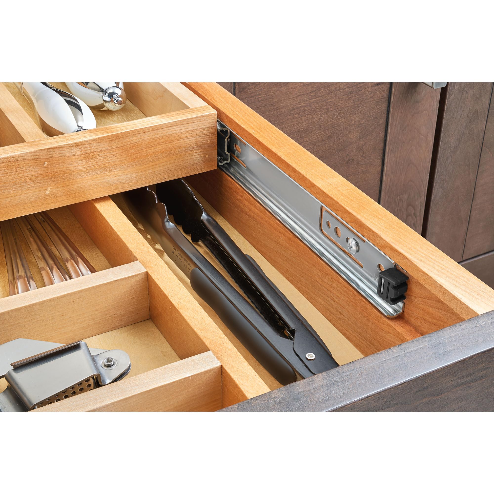 Rev-A-Shelf 15-Inch 2-Tier Cutlery and Utensil Drawer Organizer with K-Cup Tray & Soft-Close Slides - Perfect for Kitchen Drawer Organization and Coffee Pod Storage (Model: 4WTCD-18HSC-KCUP-1)