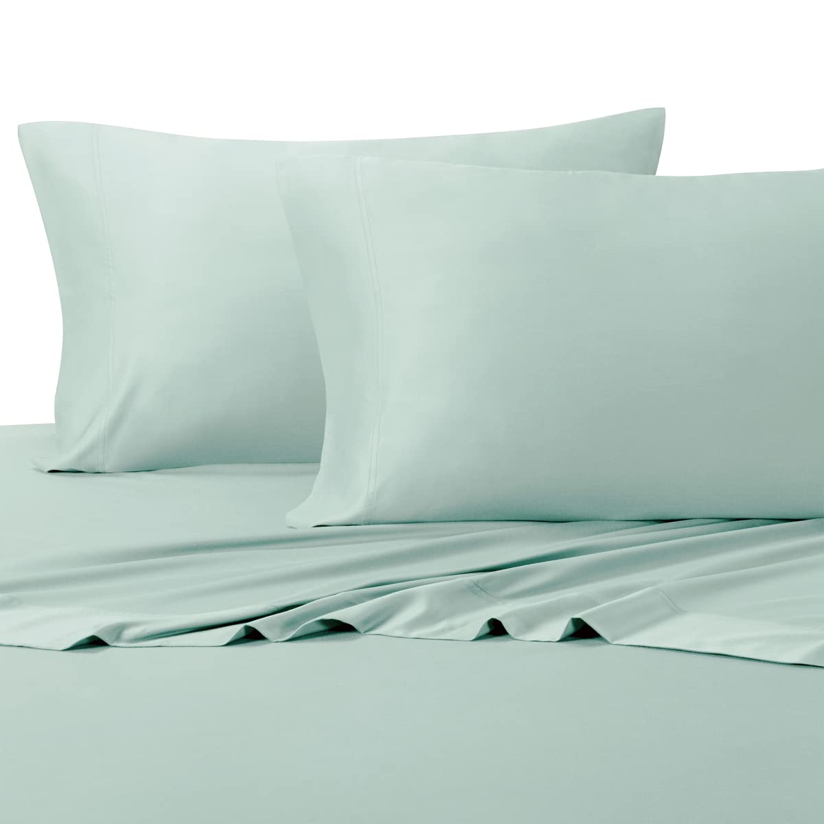 Royal Hotel Bedding 3PC Organic Bamboo Viscose Cooling Sheet Set for Hot Sleepers - Twin XL Deep Pocket Fitted Sheet & Pillowcases - Breathable, Soft & Temperature Regulating for Summer Nights (Sea Green)