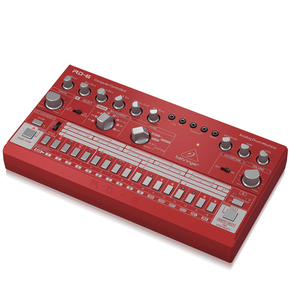 Behringer RD-6 Analog Drum Machine with Classic 808 Sounds - Professional Electronic Drum Machine for Music Production, Live Performance & Studio Recording - Perfect for Beat Makers, DJs & Electronic Musicians (Red)