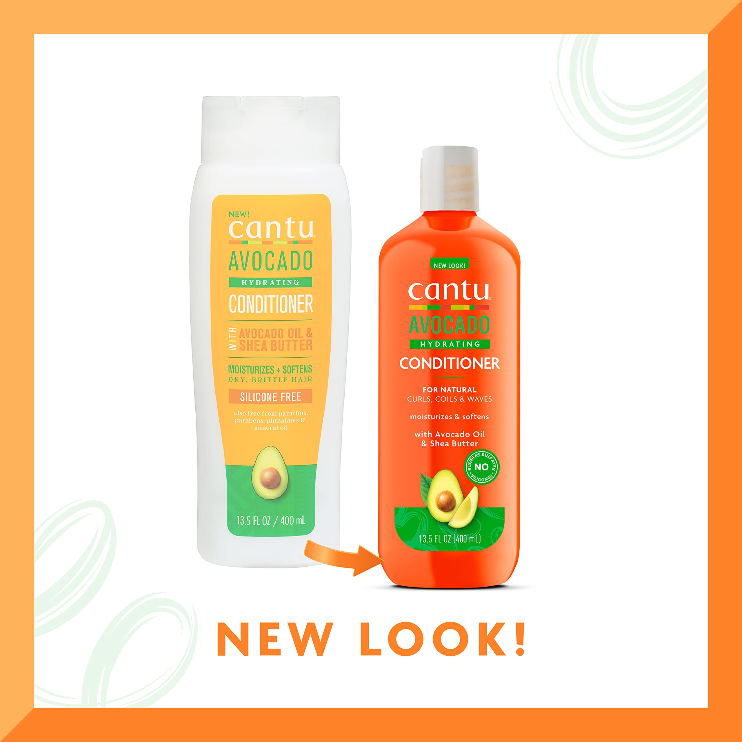 **Cantu Avocado Hydrating Silicone-Free Conditioner with Pure Shea Butter, 13.5 oz (Pack of 2) – Deep Moisture for Curly, Coily & Natural Hair – Perfect for Dry, Damaged Hair Care & Daily Hydration**