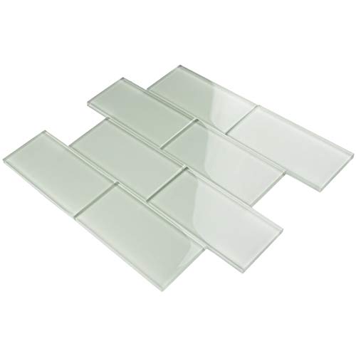 3x6 Inch Glass Subway Wall Tile - White Bathroom & Kitchen Backsplash Tile (5 Sq Ft Box of 40 Pieces, Crystal White) | Perfect for Shower Walls, Kitchen Splashbacks & Home Renovation Projects