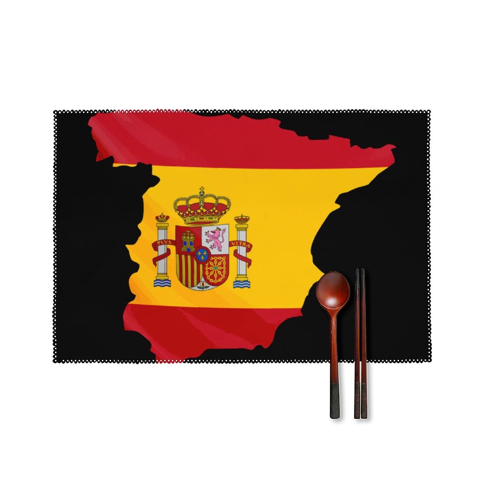 Spain Flag Map Placemats Set of 4 - Washable, Non-Slip & Heat-Resistant Cloth Table Mats for Dining - Perfect for Spanish Themed Parties, Restaurants & Home Decor