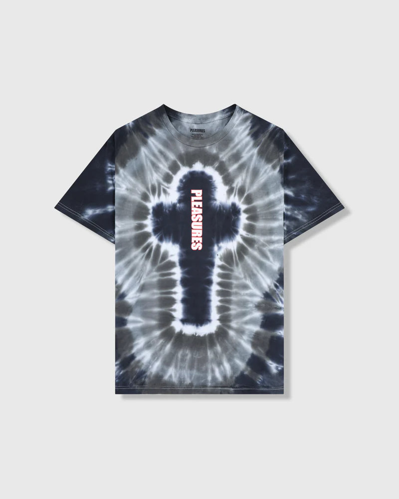 PLEASURES Black Dyed Cotton T-Shirt for Men - Streetwear Fashion, Graphic Tee, Oversized Fit - Perfect for Casual Wear, Concerts & Urban Style