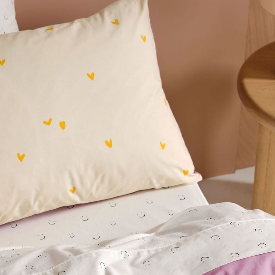 I Heart You Reversible Quilt Cover Set by Linen House Kids - Soft & Comfortable Bedding for Kids' Room Decor, Nursery, and Cozy Sleep