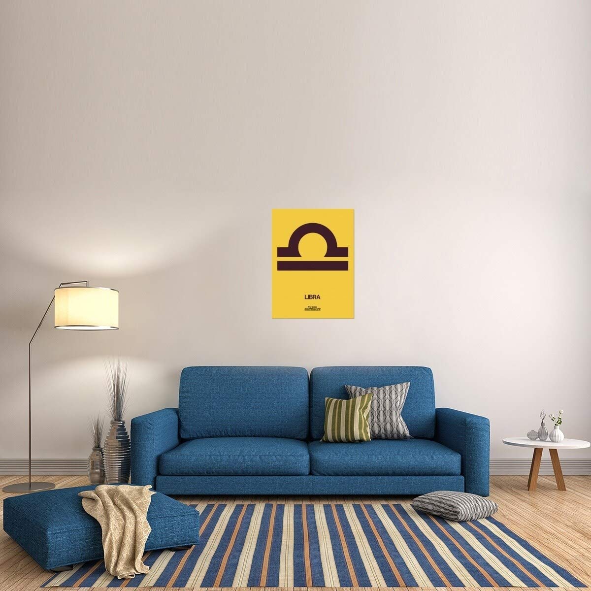 Libra Zodiac Sign Brown Canvas Wall Art - Small Framed Home Decor for Living Room, Bedroom & Office | Naxart Studio