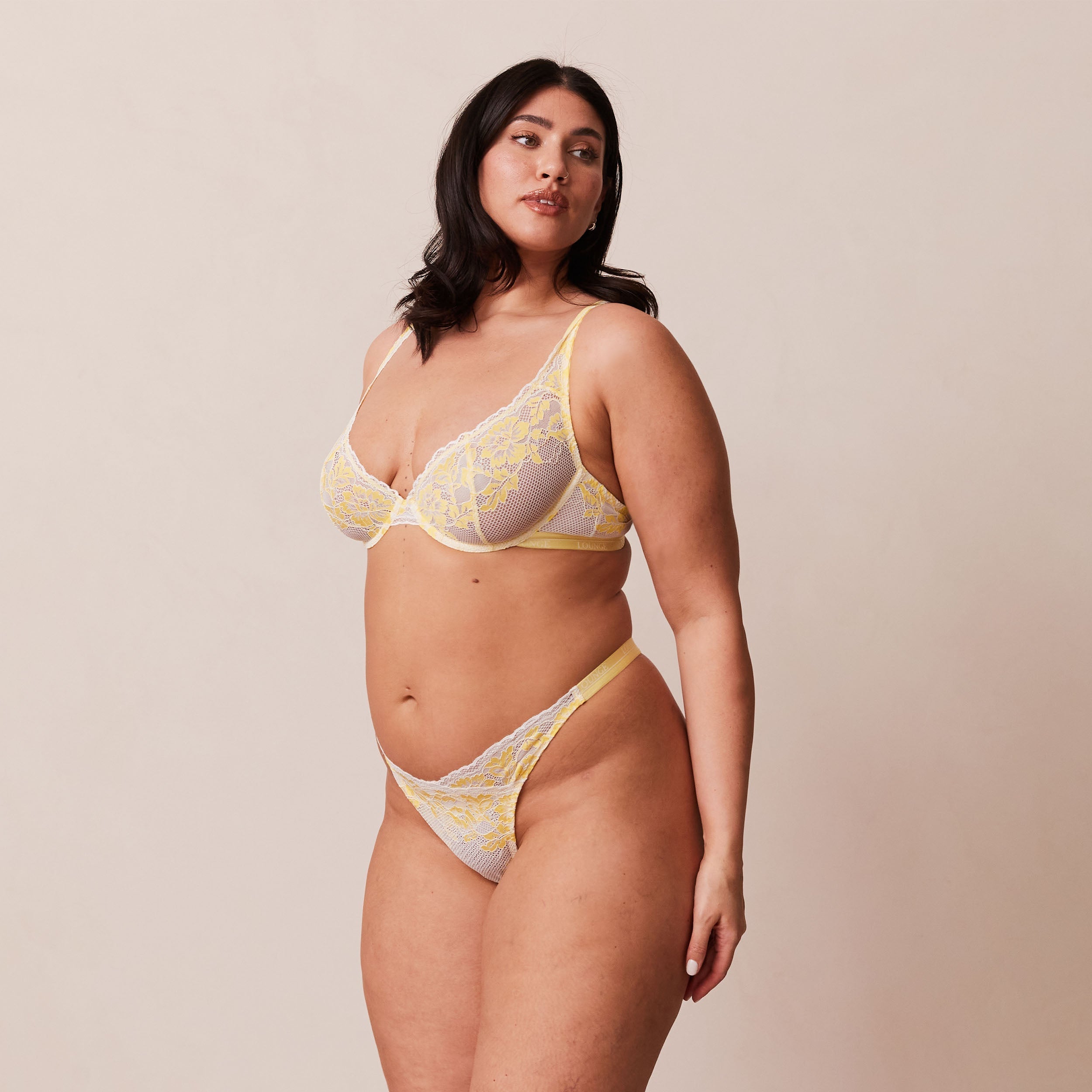 Luxury Balcony Bra - Comfortable Lace Underwire Bra for Women, Sexy Lingerie in Lemon Yellow - Perfect for Everyday Wear, Date Nights & Special Occasions