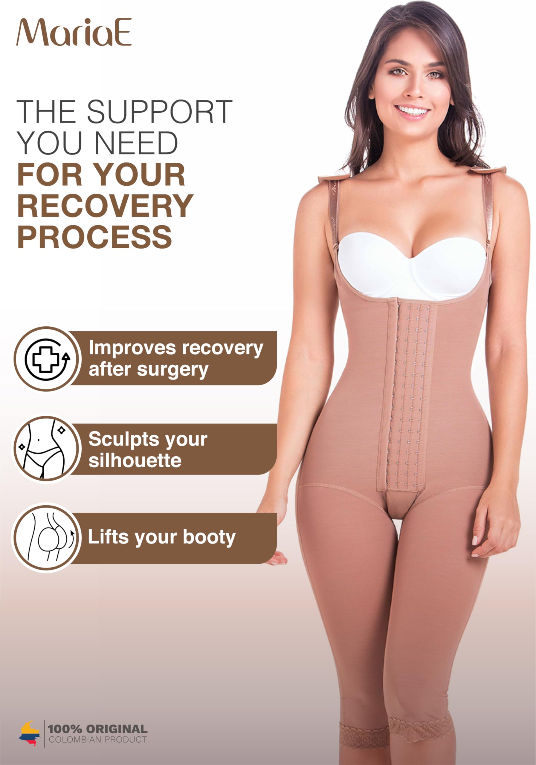 MARIAE FAJAS Tummy Control Shapewear Bodysuit - Colombian Open Bust Body Shaper for Women | Waist Trainer for Postpartum, Weight Loss & Special Occasions