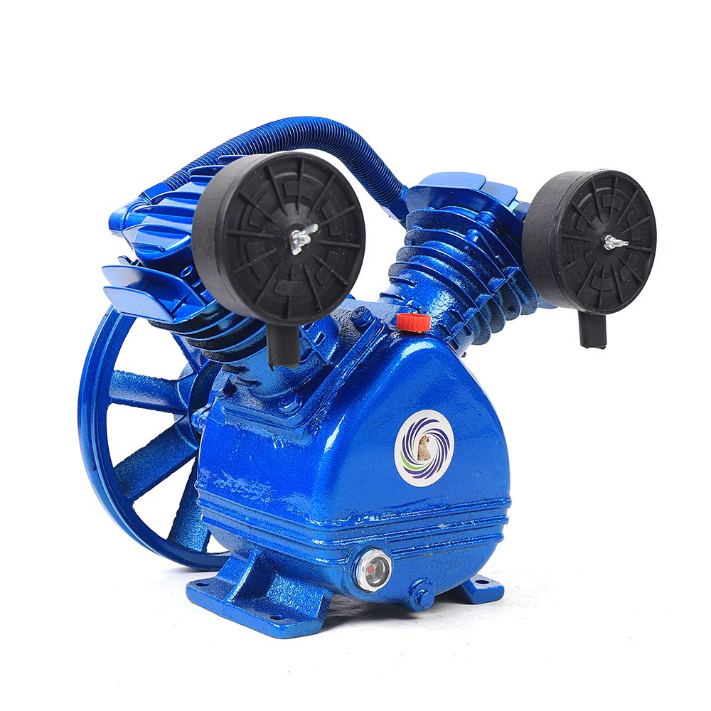 3HP 2 Piston V-Twin Cylinder Air Compressor Pump - 115PSI Single Stage Replacement Head for Air Tools - V-0.25/8 (US Stock) - Ideal for Automotive Repair, Woodworking, and DIY Projects