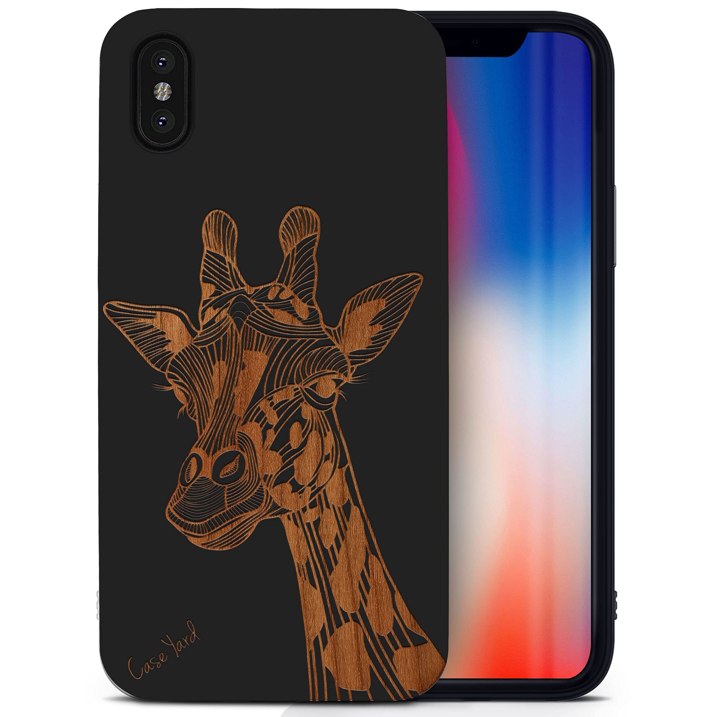 Wooden iPhone Xs Max Case - Laser Engraved Giraffe Design, Slim Fit Shockproof Protective Cover for Men & Women | Perfect for Outdoor Adventures, Office Use & Everyday Protection