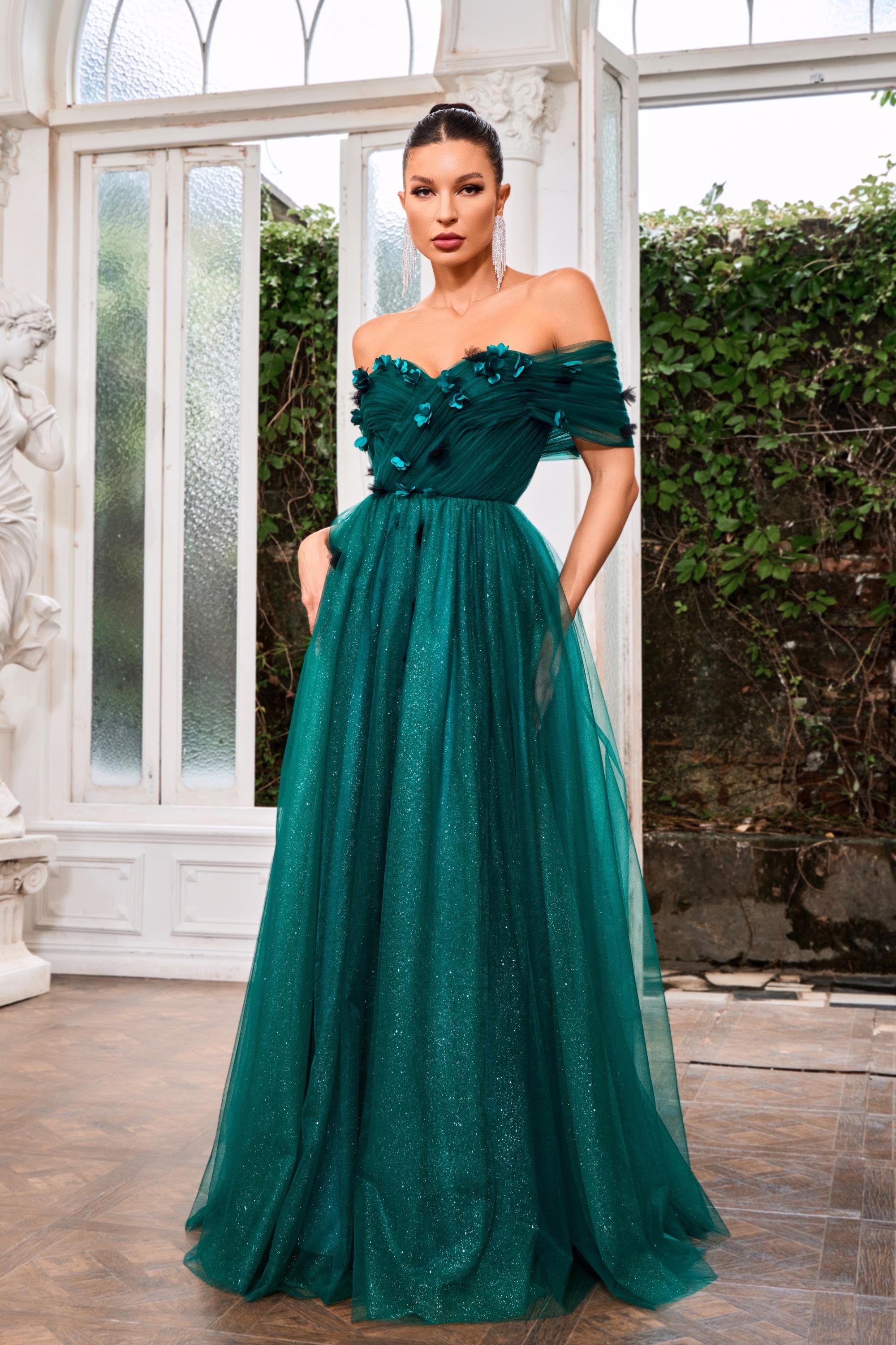 J'adore A-Line Off Shoulder Tulle Evening Dress J24005 - Perfect for Cocktail Parties, Weddings & Date Nights