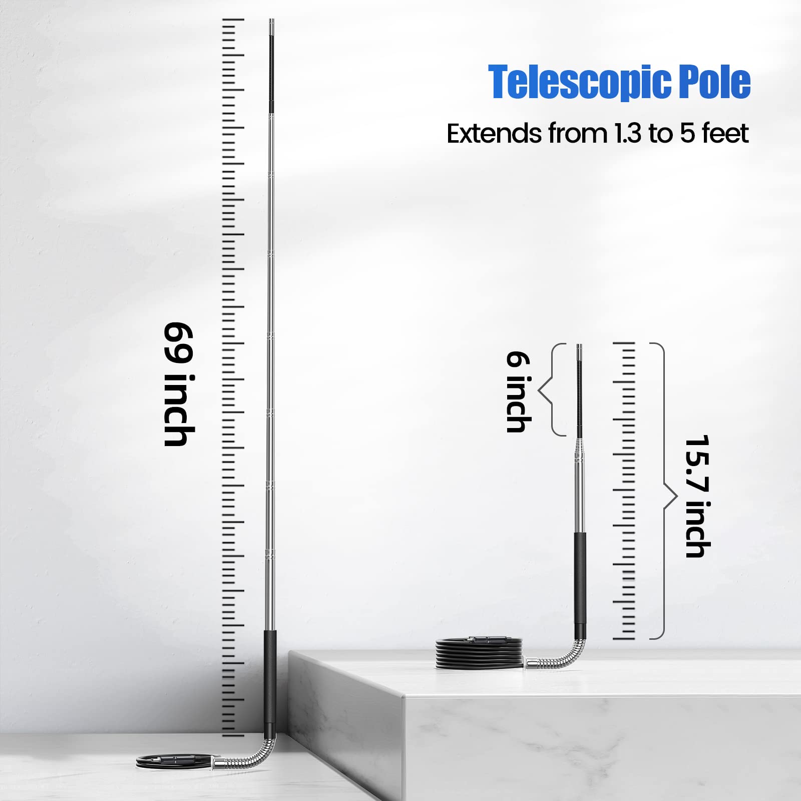 Teslong 5ft Telescopic Endoscope Camera with Light - 4.5