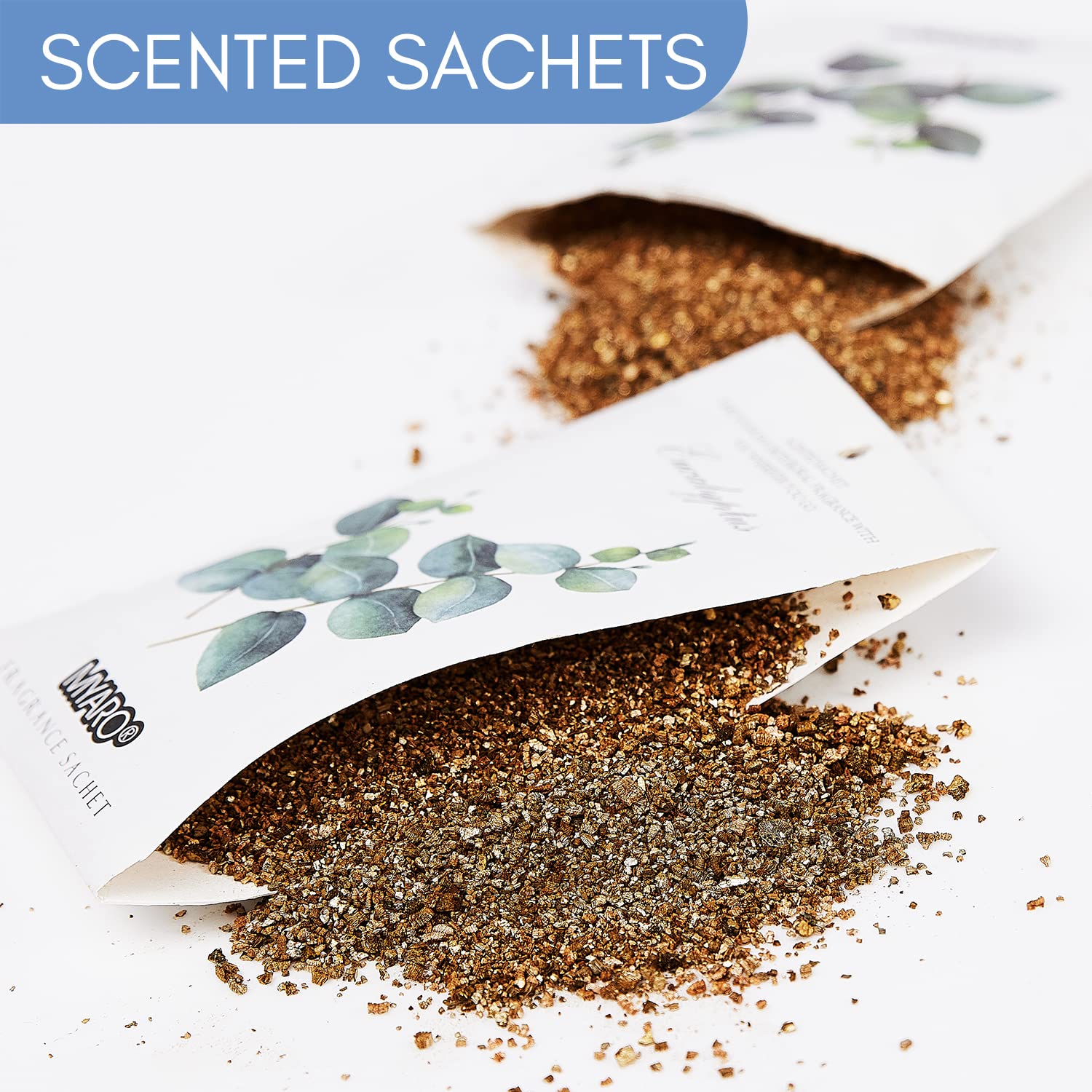 MYARO 12 Pack Eucalyptus Scented Sachets for Drawer & Closet - Long Lasting Air Freshener Bags, Natural Home Fragrance for Wardrobe, Linen & Gift - Perfect for Bedroom, Bathroom & Car Freshener