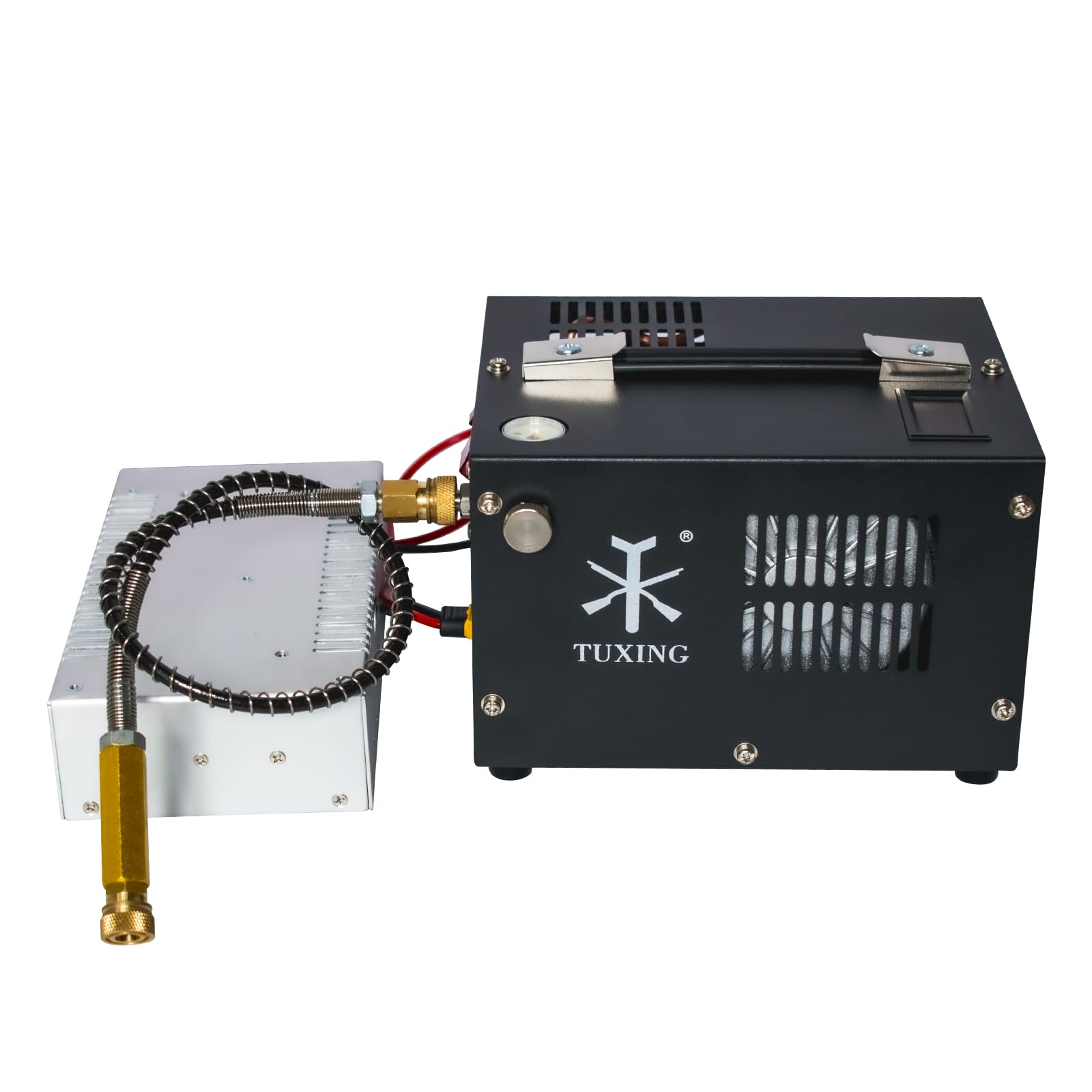 TUXING 4500PSI/300Bar High Pressure PCP Air Compressor - Portable HPA Pump with Fan Cooling for PCP Airguns, Pistols, Scuba Tanks & SUV Tires - 110V AC Power - Perfect for Shooting Ranges, Diving & Off-Road Adventures