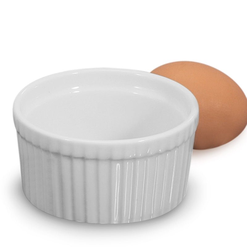 BIA 6 Oz. Round White Ramekin - Small Ceramic Baking Dishes for Crème Brûlée, Soufflés, Dips & Desserts - Perfect for Home Baking & Restaurant Use (900009 WH)