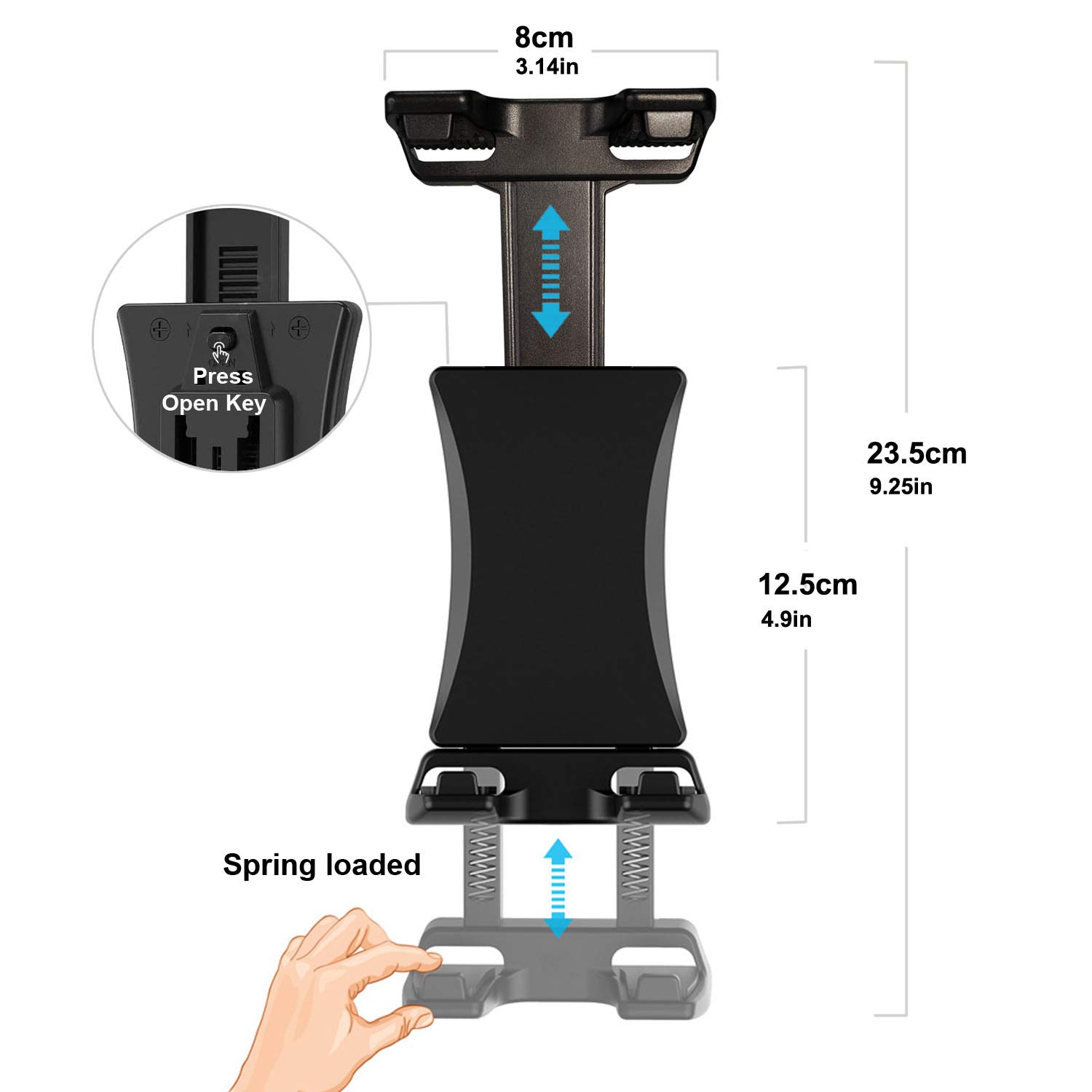 Universal 360° Rotatable Tablet Tripod Mount Adapter - Compatible with iPad Pro 12.9/11/10.5, iPad Air/Mini, Surface Pro, Galaxy Tab & 3.5-13.5