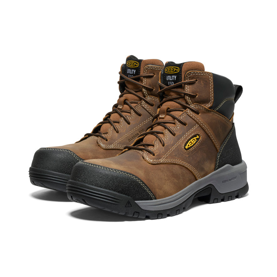 Men's Evanston 6 ESD Safety Boot with Carbon Toe - Bison/Black - Slip Resistant Work Boots for Electricians & Industrial Workers
