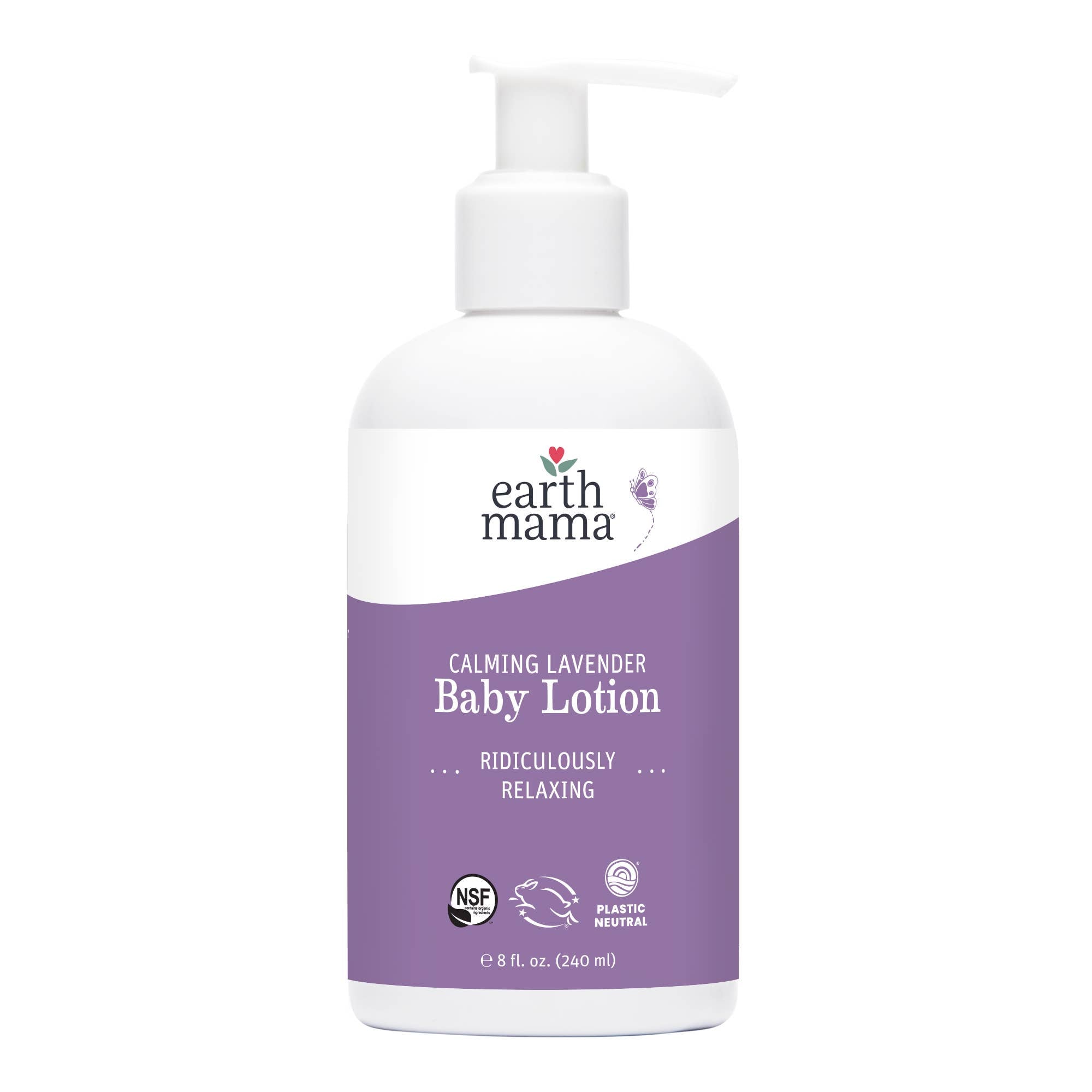 Earth Mama Calming Lavender Baby Lotion - Organic & Hypoallergenic Baby Skin Care for Sensitive Skin | Gentle Moisturizer for Newborns & Infants | Perfect for Bedtime & Baby Massage to Promote Sweet Dreams