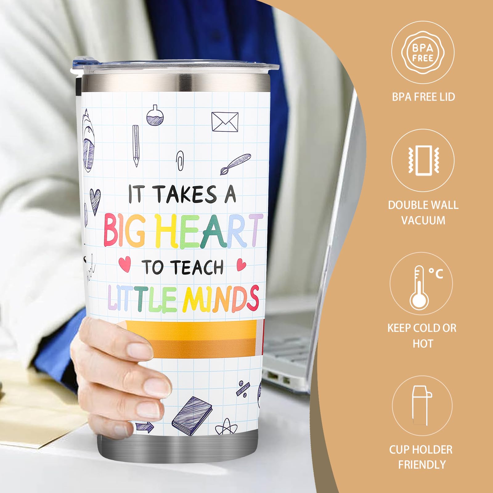 **20oz Insulated Tumbler for Teachers - Perfect Christmas, Appreciation, Retirement & Thank You Gift for Women Educators - Ideal for School, Office & Daily Use**