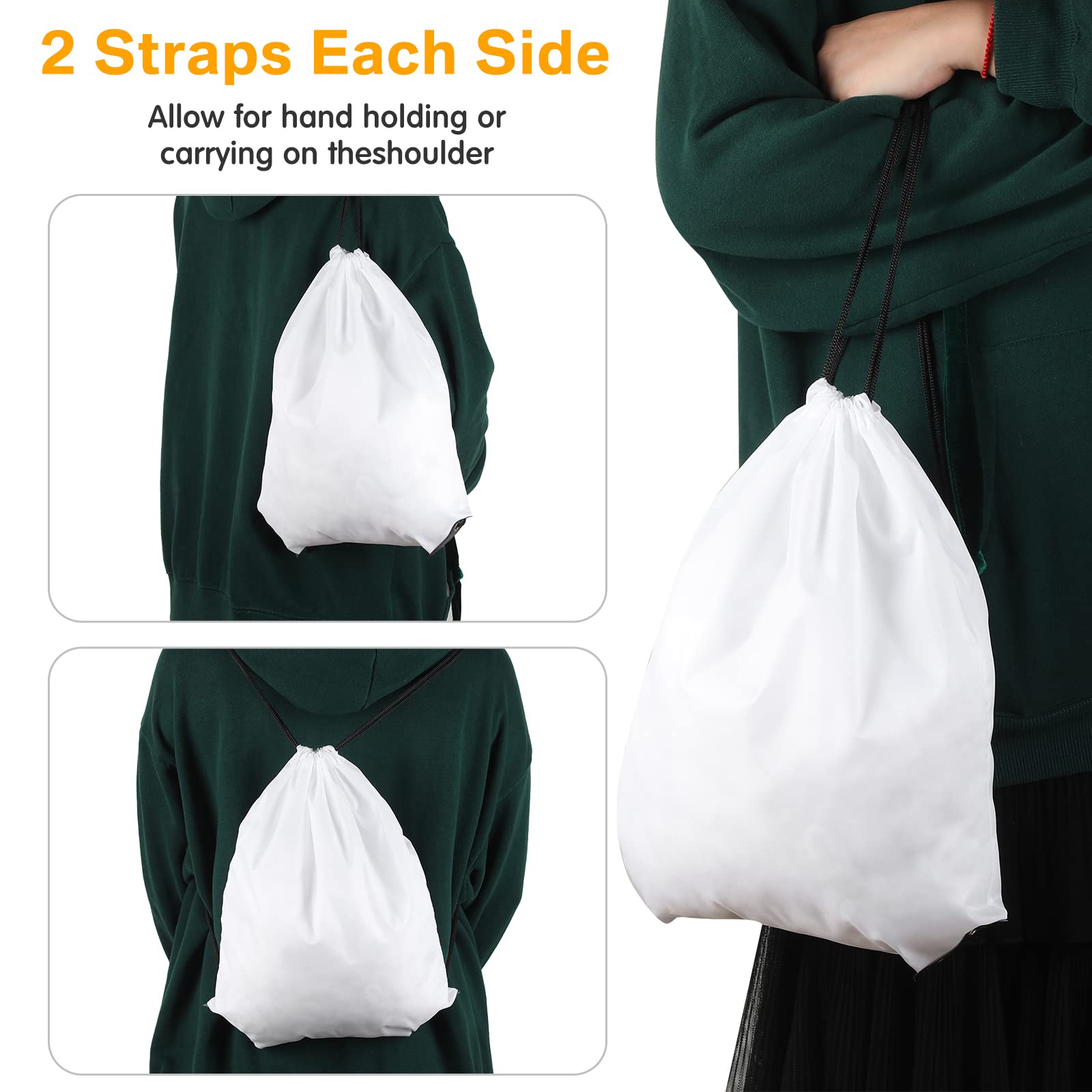 30 Pack White Sublimation Drawstring Bags - Reusable Polyester Cinch Sack Backpacks for Heat Press, DIY Crafts, Gym & Sports - Bulk Sublimation Blank Bags for Custom Printing & Personalization