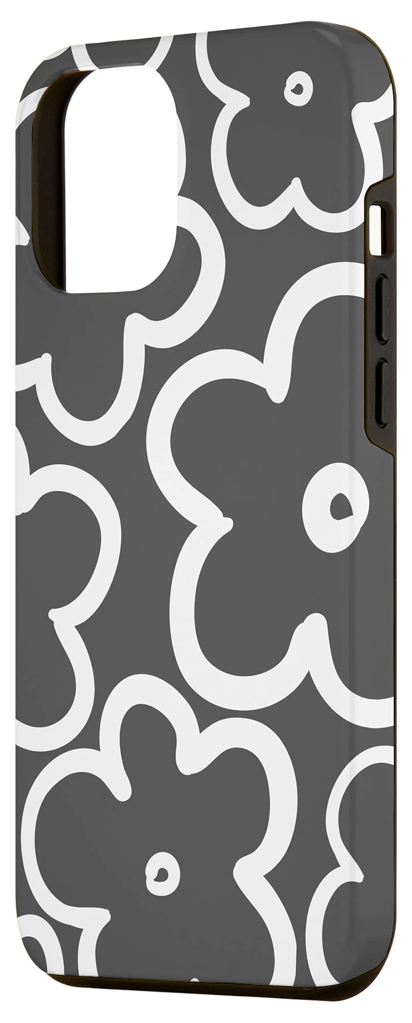 iPhone 12 Pro Max Case - Floral Design with Cute Wildflower Pattern in Charcoal Grey & White | Protective Cover for Everyday Use, Travel & Work