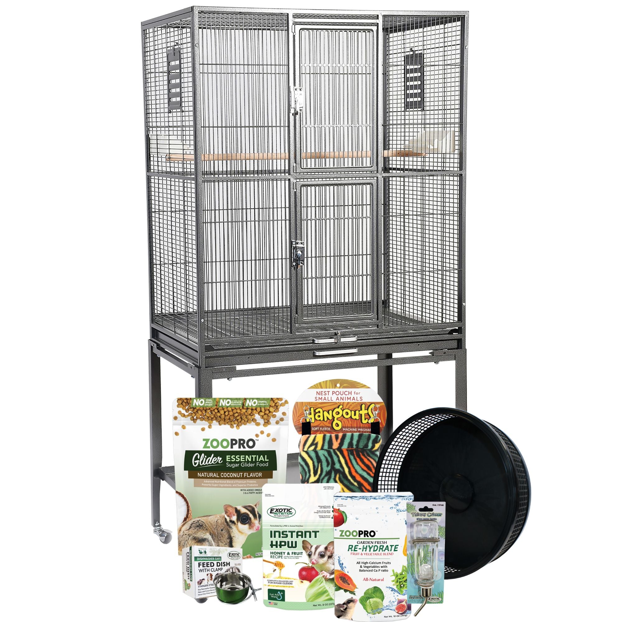 Premium Brisbane Cage & Starter Kit for Sugar Gliders - Complete Habitat Set with Accessories for Small Exotic Pets - Perfect for Home, Pet Stores & Veterinary Clinics