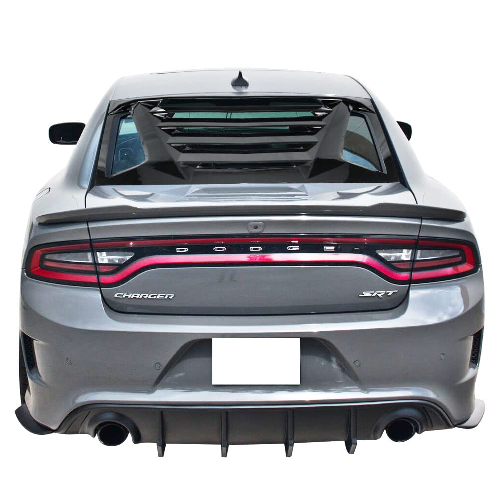 FREEMOTOR802 Rear Window Louver for 2011-2023 Dodge Charger | IKON V2 Style Gloss Black ABS Sun Shade & Rain Guard | Perfect for Car Shows, Street Racing & Summer Sun Protection