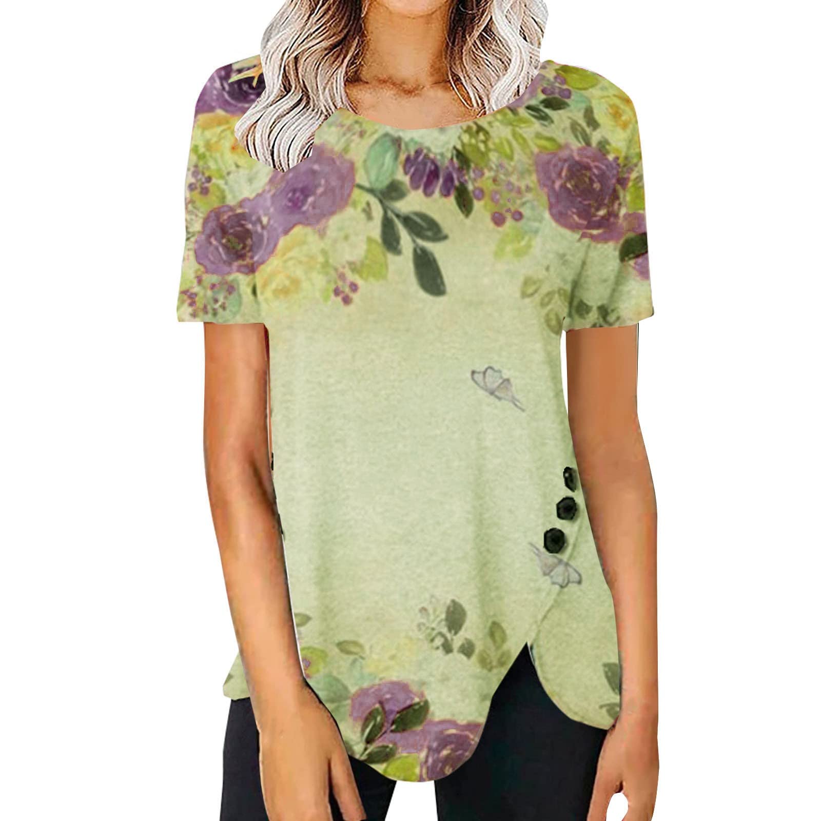 niucta Women's Loose Fit V-Neck T-Shirts - Short Sleeve Blouse Tunic Tops for Work & Casual Wear | Comfortable Ladies Shirts for Office, Travel & Everyday Outfits