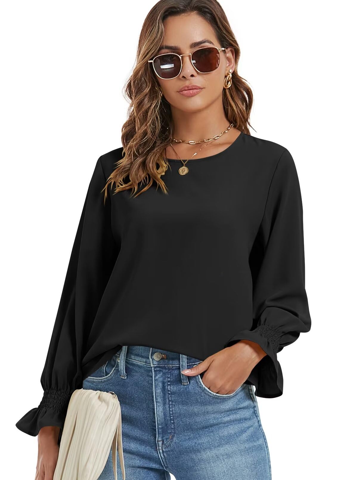 QACOHU Women's Color Block Leopard Print T-Shirt - Casual Long Sleeve Tunic Top for Women | Perfect for Everyday Wear, Office Outfits & Weekend Outings