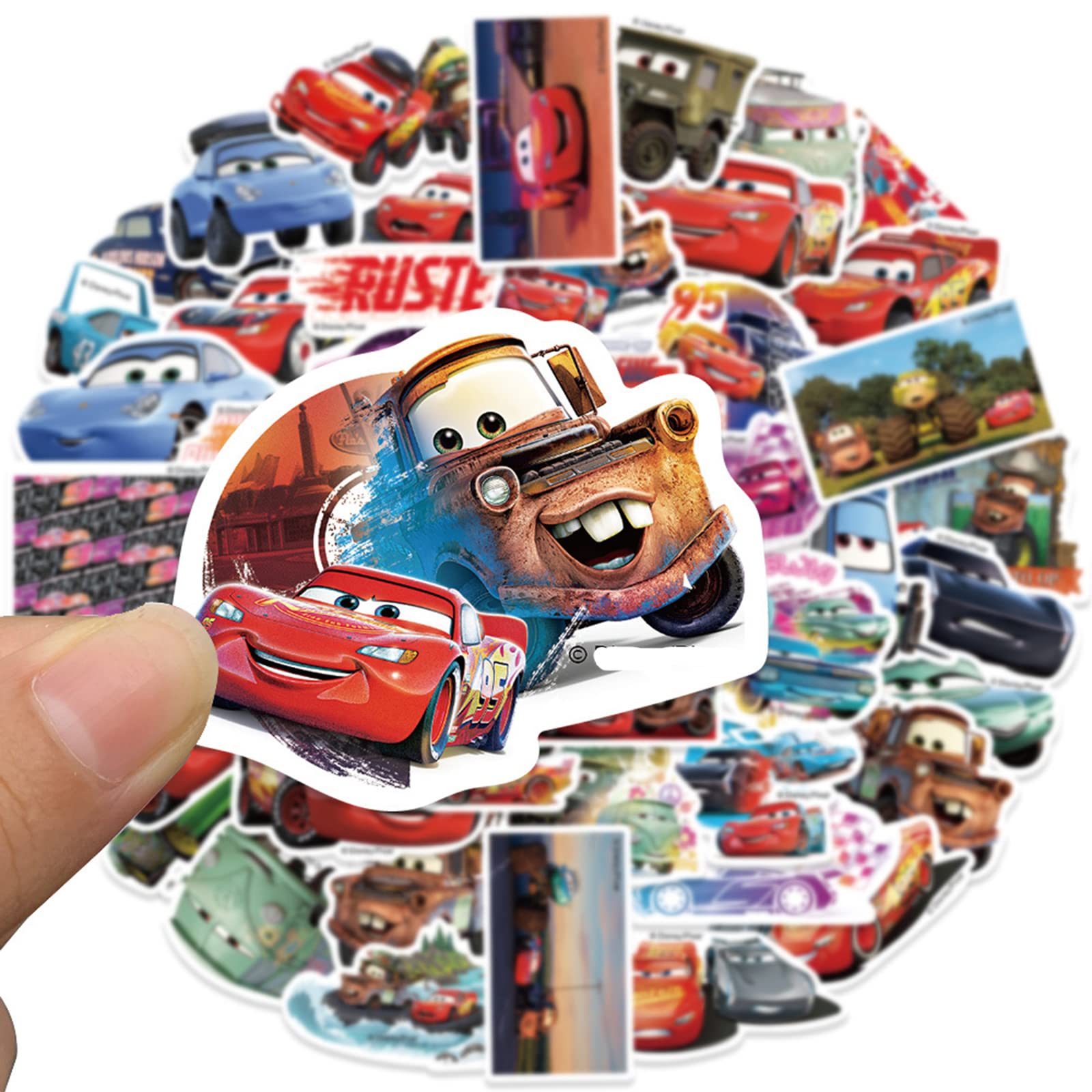50Pcs American Cartoon Cars Stickers for Kids - Waterproof Vinyl Decals for Laptops, Computers, Water Bottles, Notebooks & DIY Crafts - Classic Disney Pixar Animation Stickers (Cars Movie Theme) - Perfect for School Supplies, Scrapbooking & Kids Room Decor