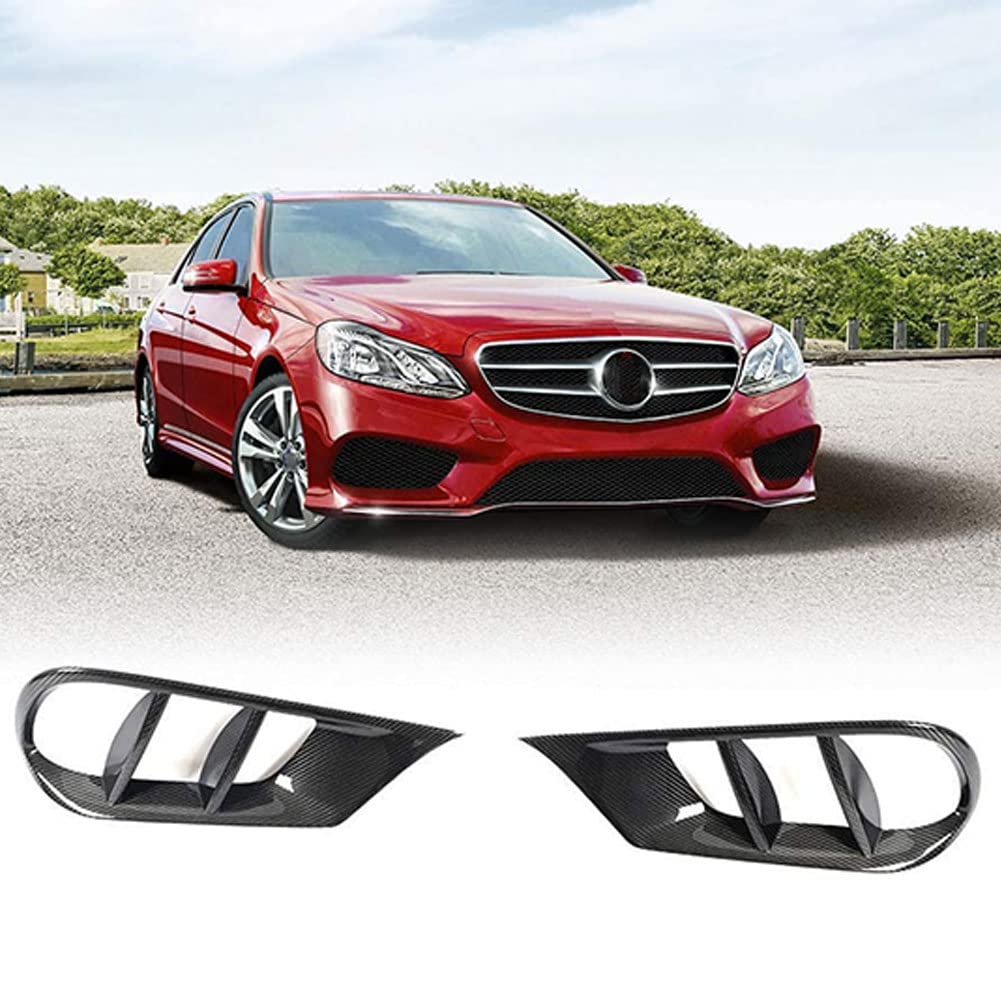 Carbon Fiber Front Bumper Vent Trim for Mercedes Benz C Class W212 E300 E350 E400 E550 Sedan (2014-2016) - Air Fender Cover, Scoop Winglet, Apron Fin & Front Splitter - Perfect for Car Customization & Performance Upgrade